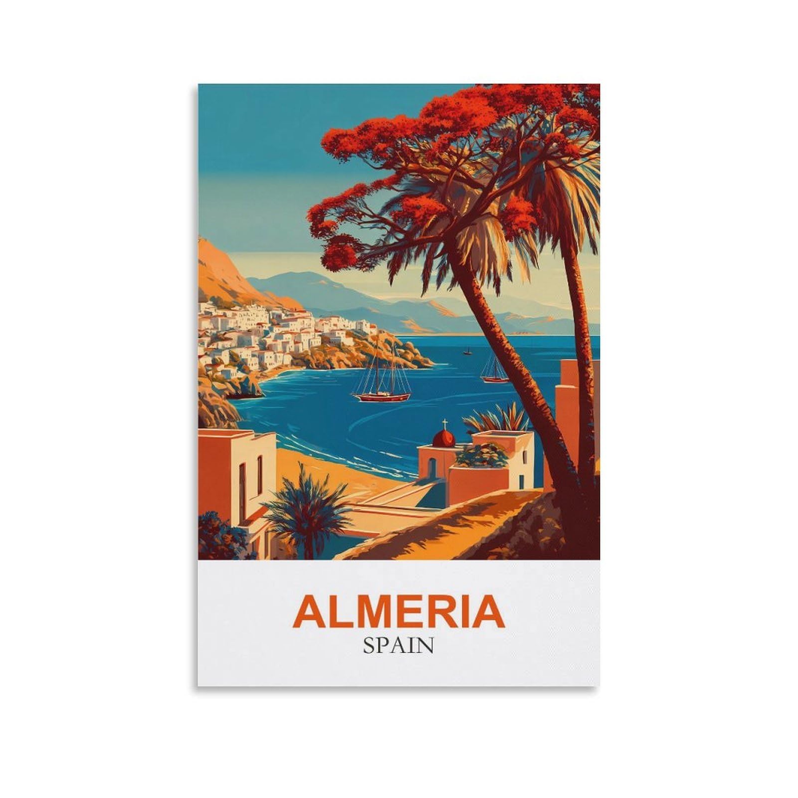 CLFMHNAS Almeria Spain Vintage Travel Poster 08x12inch(20x30cm) Canvas Wall Art Prints