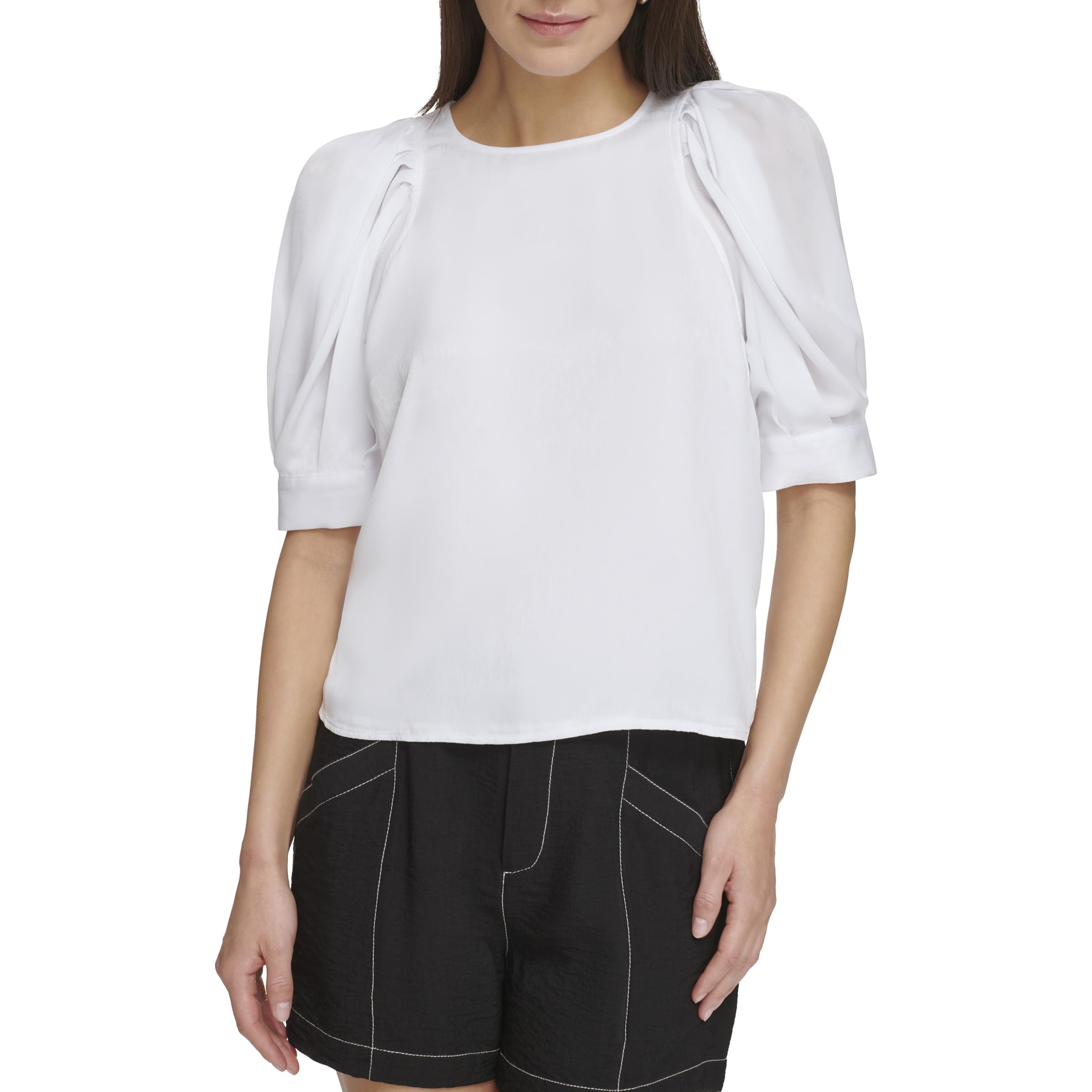 DKNY Damen 3/4 Sleeve Satin Blouse Blouse (1er Pack)