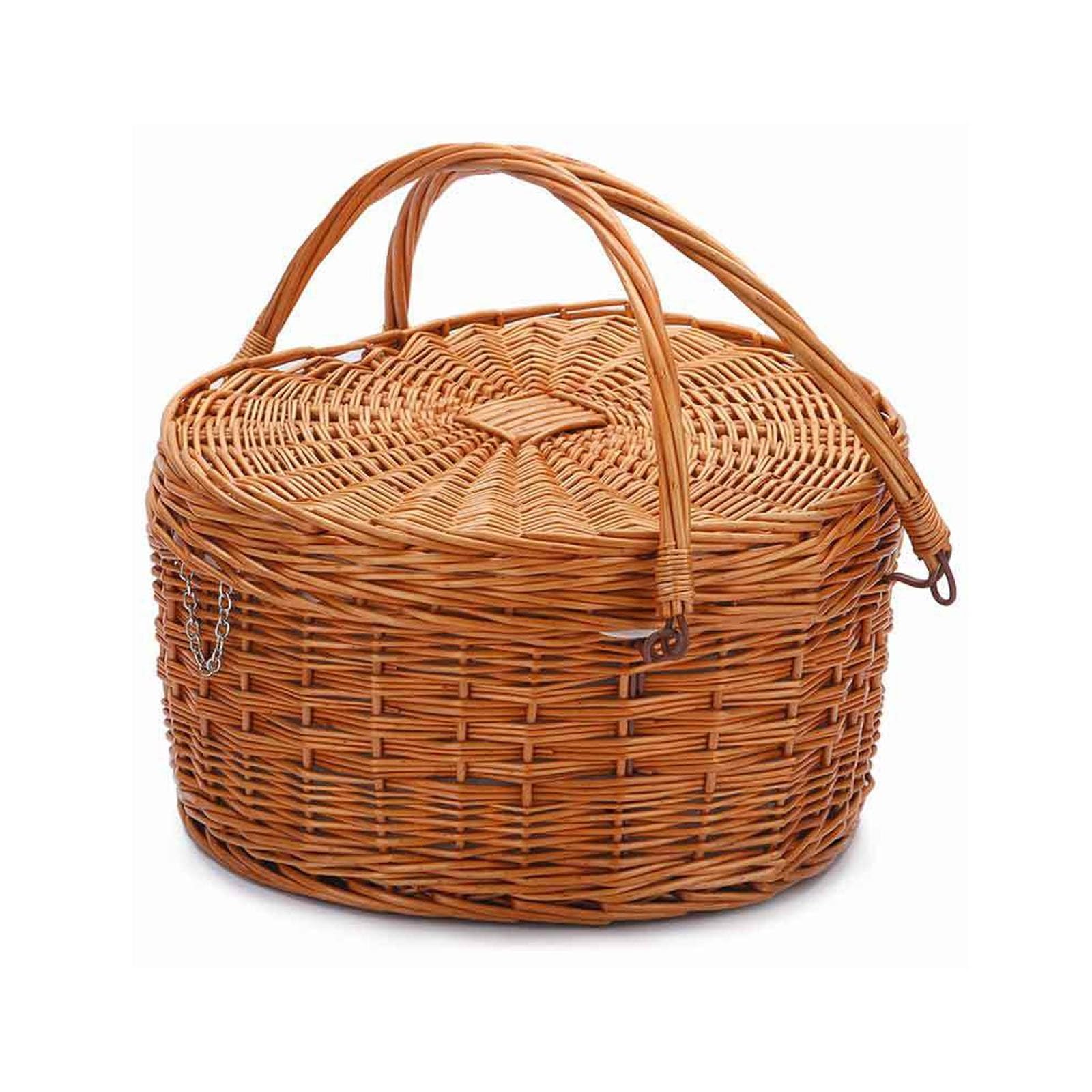 Panier de pique-nique en rotin tissé à la main, panier polyvalent en osier avec poignées, paniers de récolte for le rangement, panier de rangement en rotin tressé for le camping