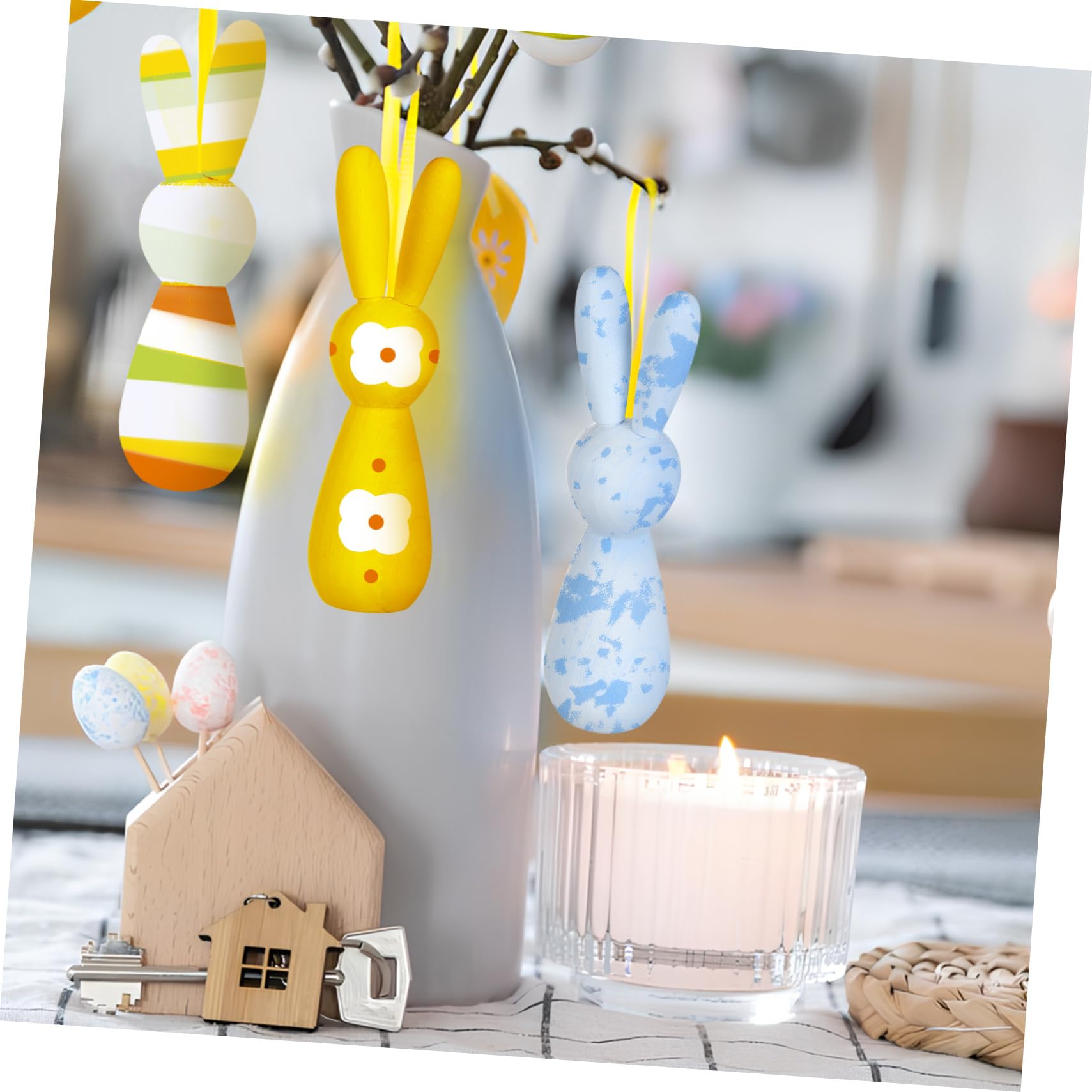 Figuras Decorativas Mini Conejos de Madera sin Terminar para Bricolaje, 5 Piezas Natural, Superficie Lisa, para Manualidades Infantiles, Decoración de Habitaciones y Mesa, Uso Artesanal