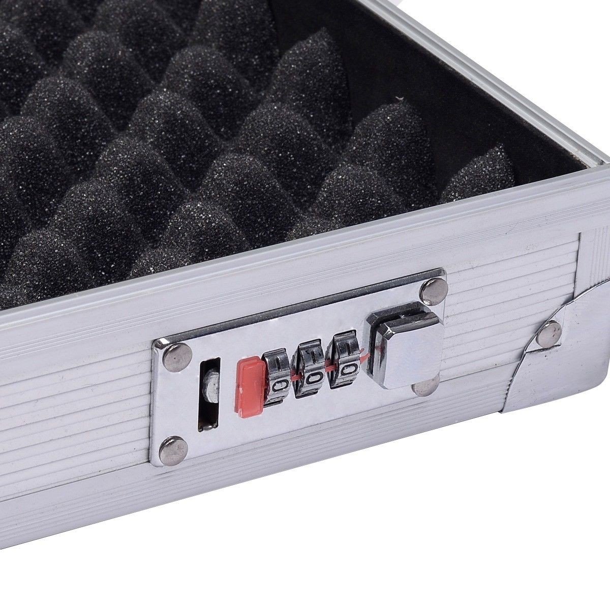COSTWAY Malette Pistolet en Aluminium Valise à Pistolet avec Serrure à Combinaison 47x25x8,3cm