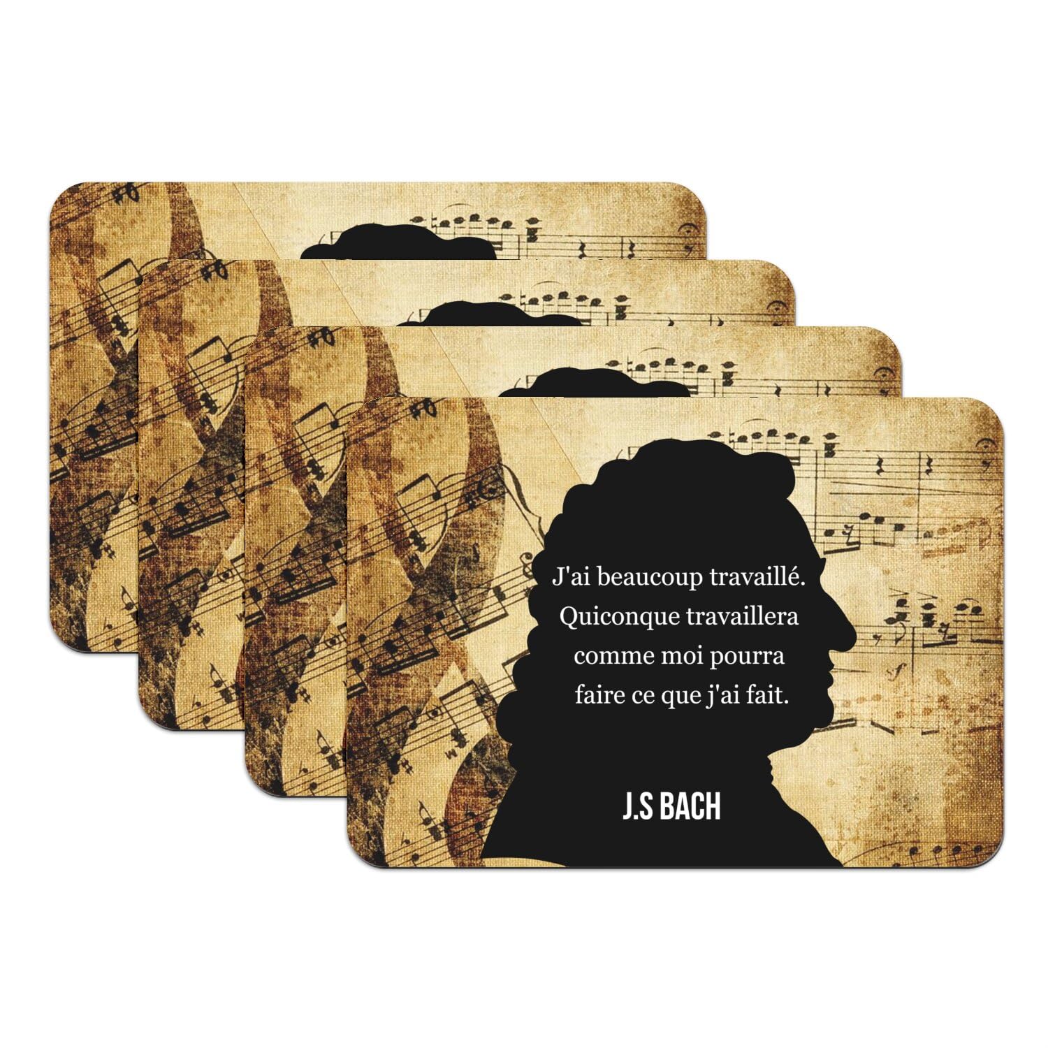 Sets de table Bach musique compositeur dessous caoutchouc 39,5x28,5 cm