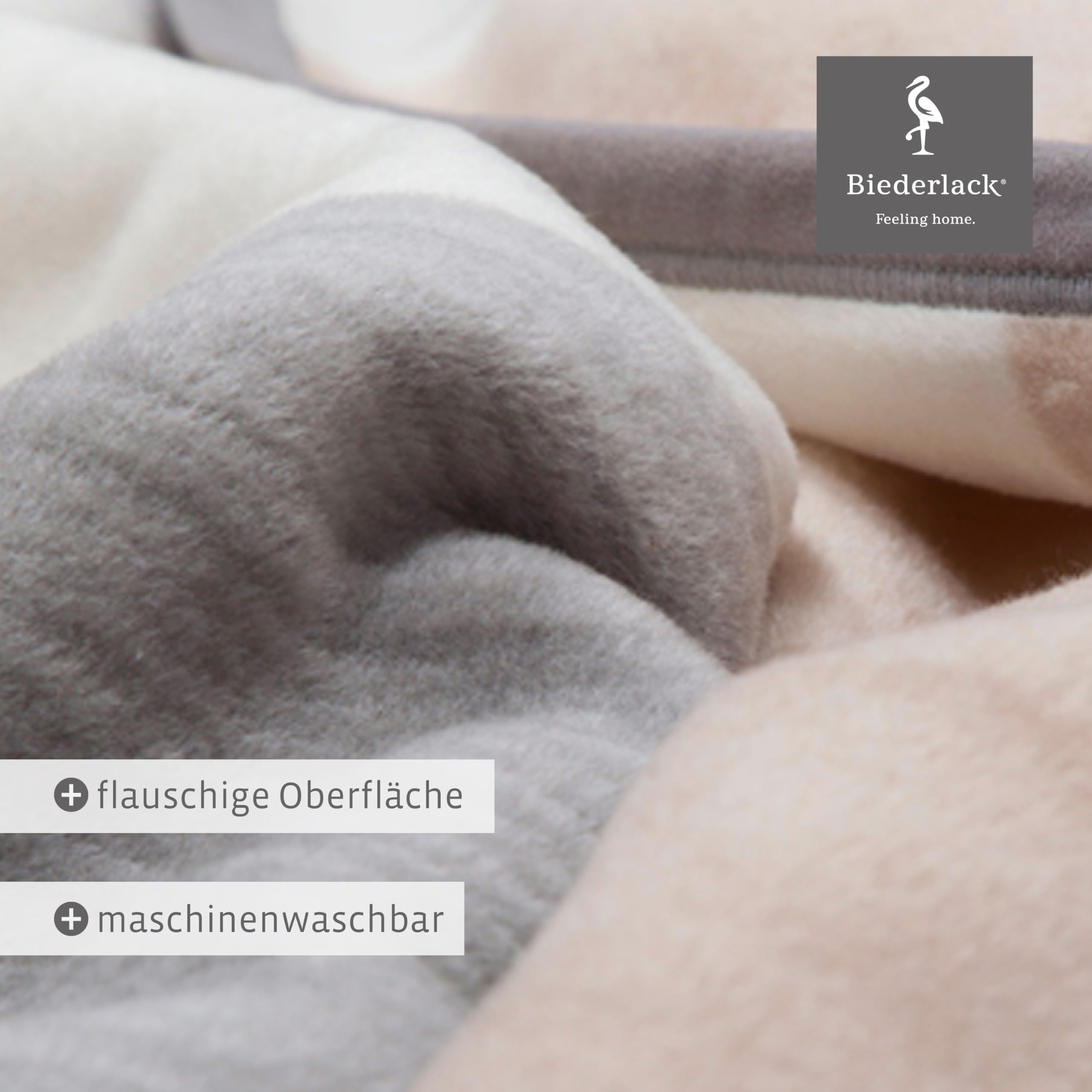 biederlack® Flauschige Kuscheldecke Squares Grey, Sofadecke in 150x200 cm