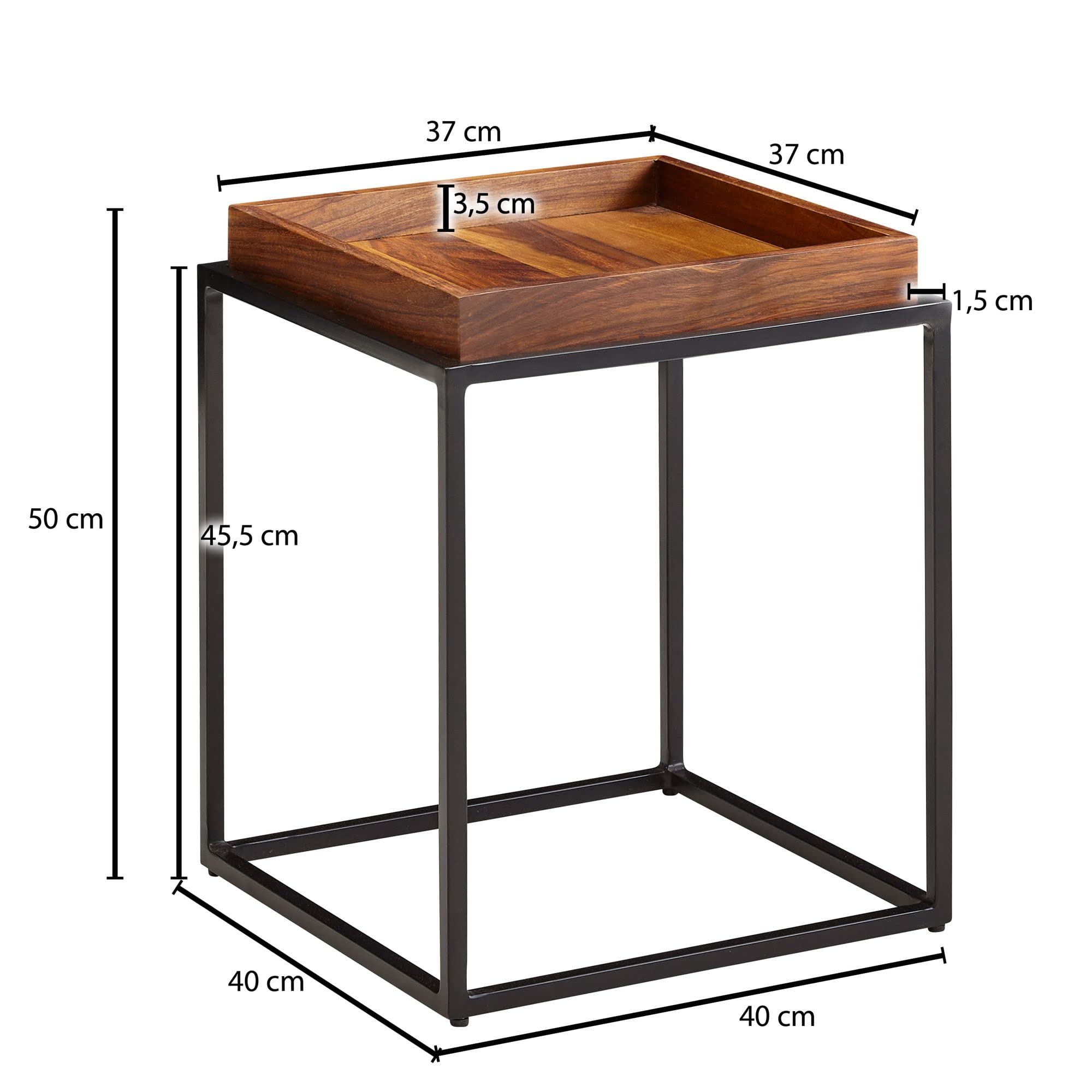 FineBuy Bijzettafel Massief Sheesham-Hout en Metaal 40x40x50 cm Salontafel Bruin | Vierkante Dienblad Tafel Woonkamer Moderne | Koffietafel Woonkamertafel FineBuy Bijzettafel Massief Sheesham-Hout en Metaal 40x40x50 cm Salontafel Bruin | Vierkante Dienblad Tafel Woonkamer Moderne | Koffietafel Woonkamertafel