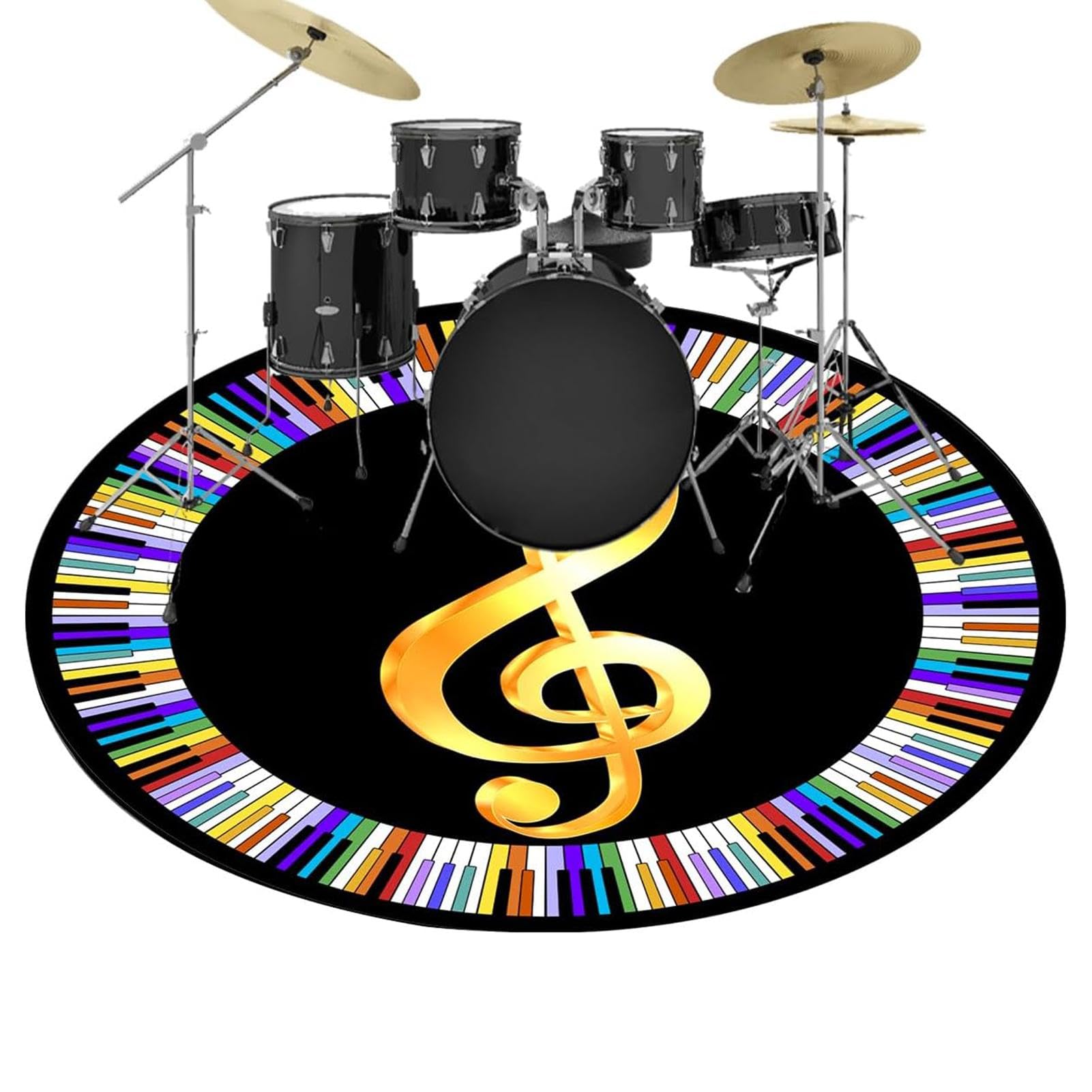 Round Drum Mat, Electronic Drums Floor Mat, Non Slip Sound Absorbing Rug, Musical Instruments Floor Mat with Unique Drum Design for Electronic Drum Sets and Music Instrument Enthusiasts