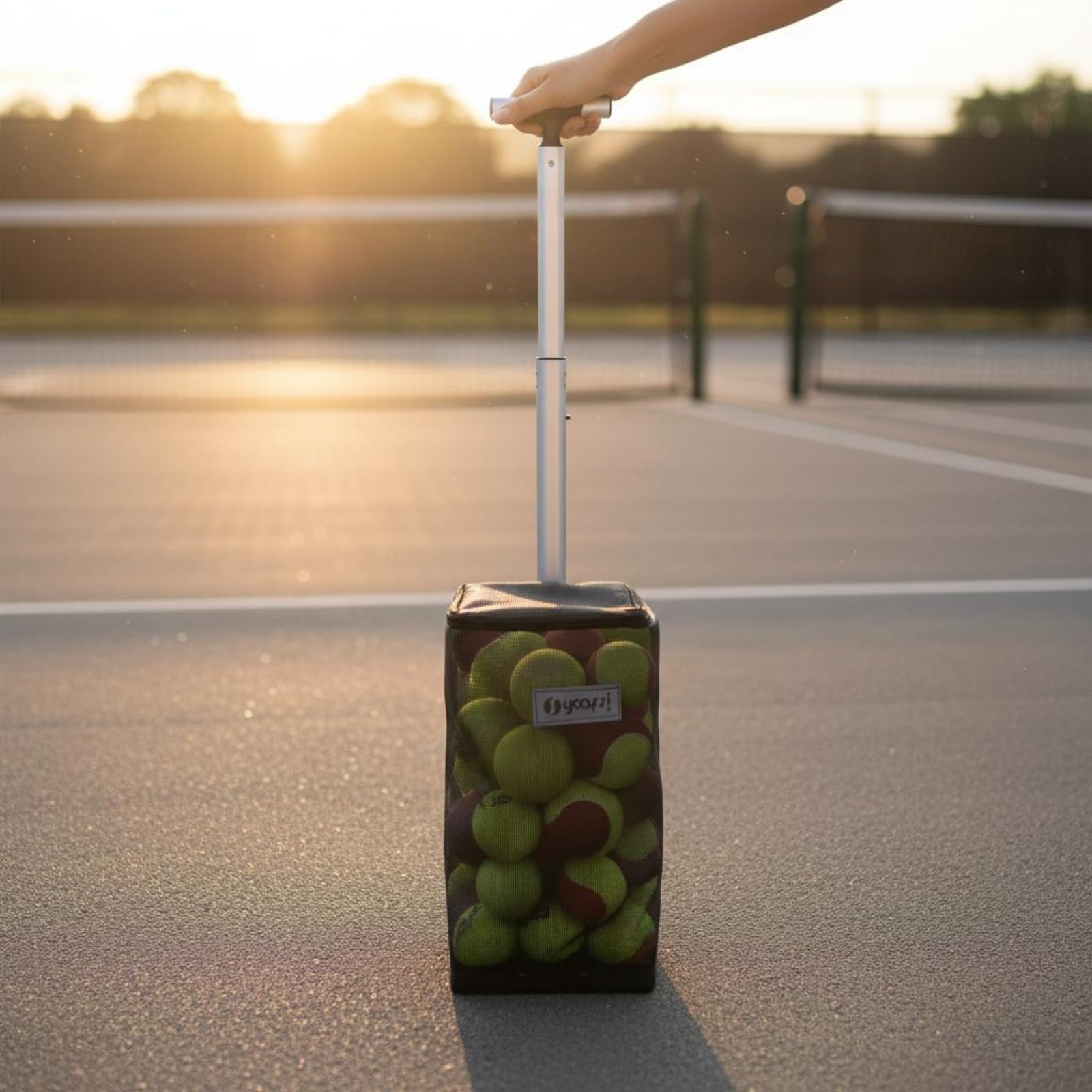 Homyl Raccoglitori Palline Tennis Strumento Raccolta Manuale Manico Alluminio Cestino Resistente Leggero Adatto per Uso Professionale Studenti Campi Sportivi