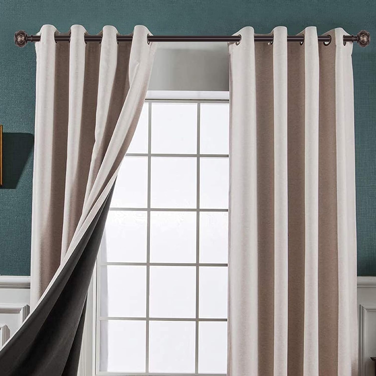 SZXIMU Curtain Rod 3/4 Inch Single Drapery Rods for Windows with Netted Texture Finials, 72-144", Nickel: Home & Kitchen