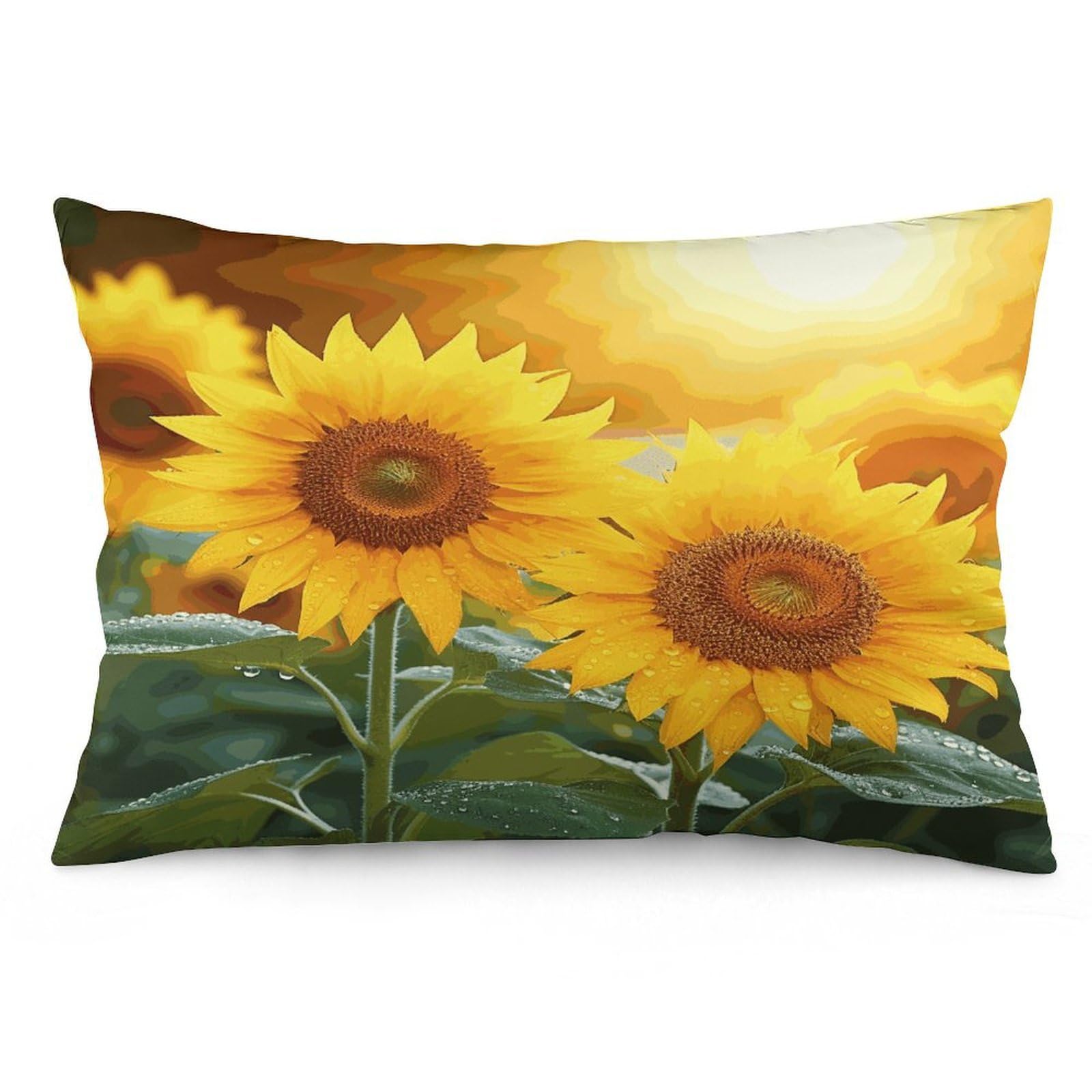 Sunflower Flowers Throw Pillow Covers with Silent Zipper Polyester Pillow Protectors Removable Pillow Cases Soft Pillowcase Cozy Pillow Sham Cushion Cover for Sofa Car Bed 12 "x20