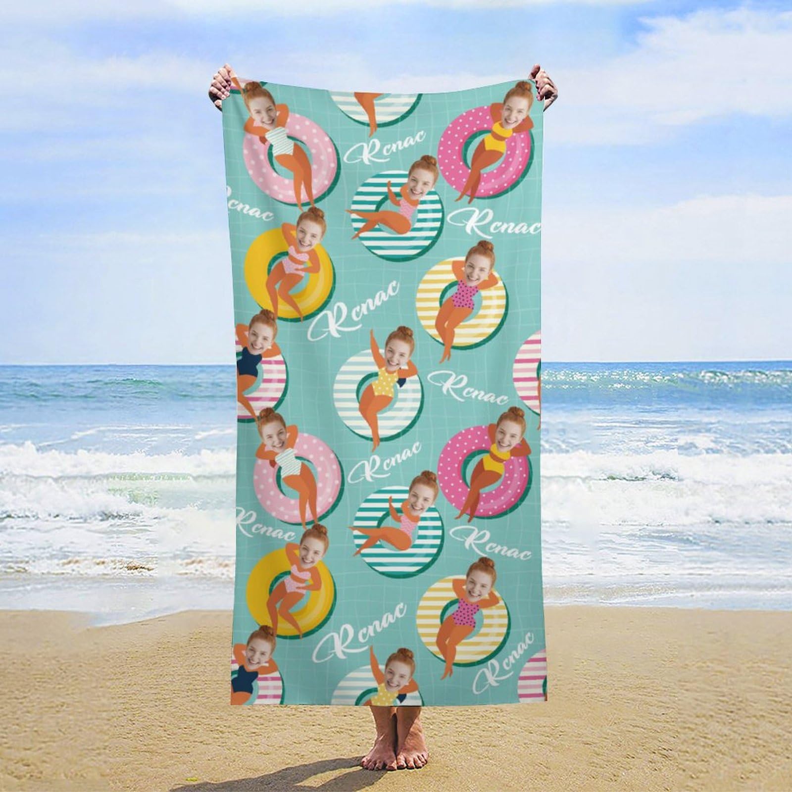 Personalized Beach Towel With Picture & Name - Custom Photo Funny Face Towel For Kids & Adults, Quick Dry Microfiber - View #13