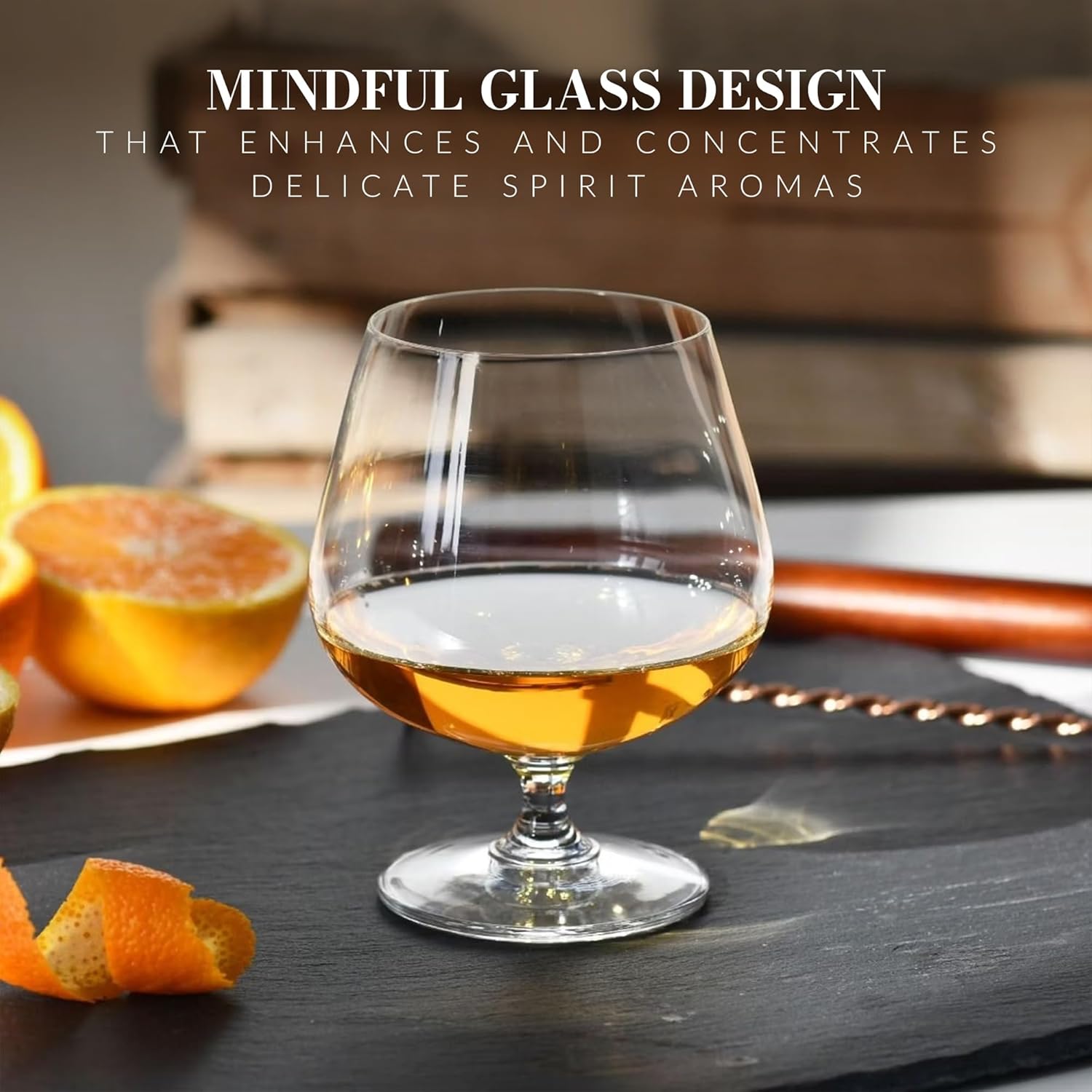 Krosno Brandy Cognac Snifter Glasses, Set of 6, 17.2 oz, Balance Collection, Ideal for Spirit Sipping, Lead-Free Glass, Dishwasher Safe, Made in Europe