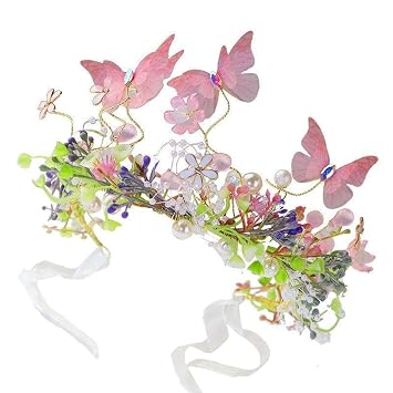 butterfly headbands for women girls bride crown trendy flower rhinestone head bands tiara floral hair accessories prom wedding purple, 1