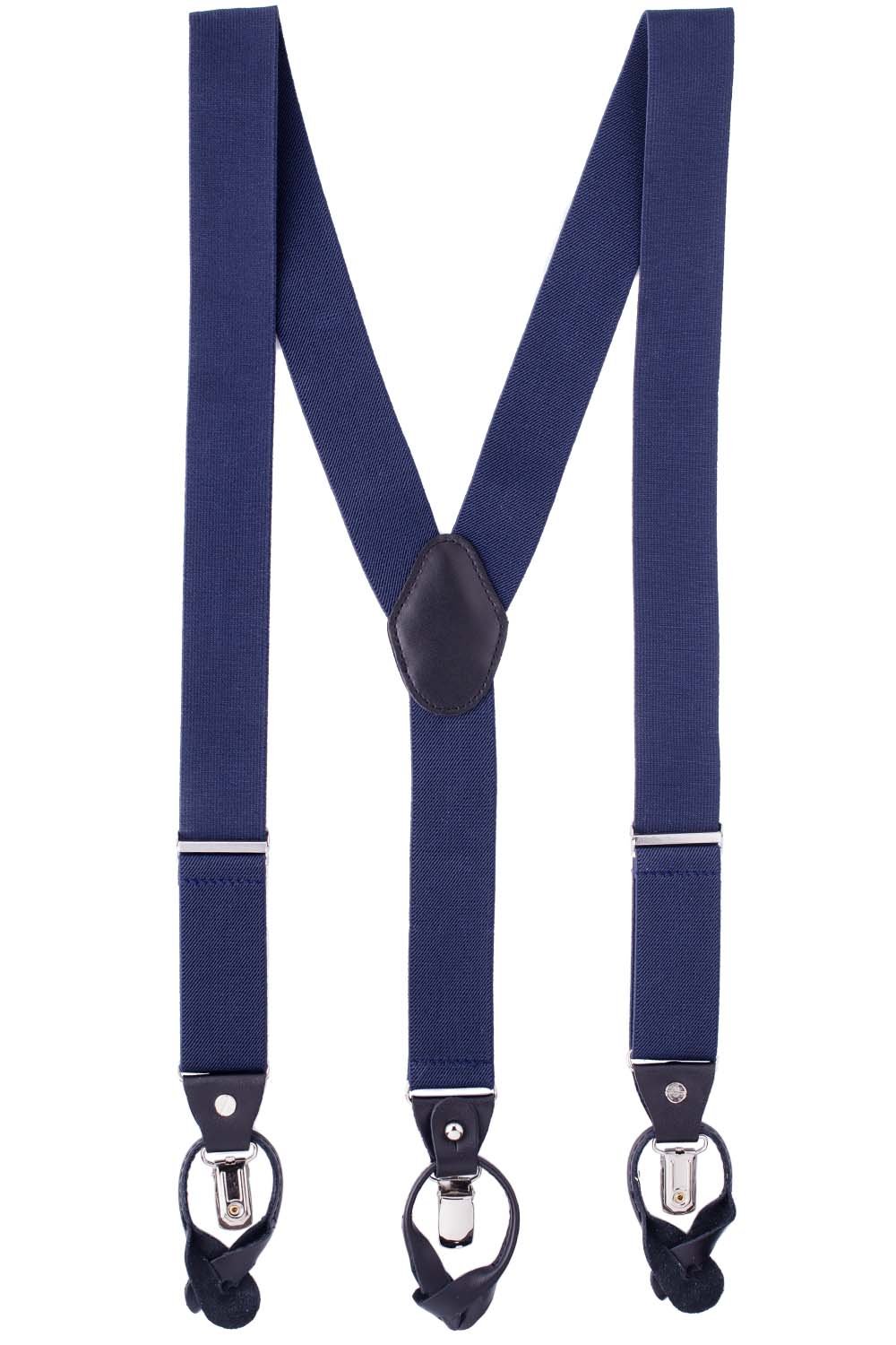 the tie hub Gentry Solid Blue Y-Back Button Suspender for Men-picture-41