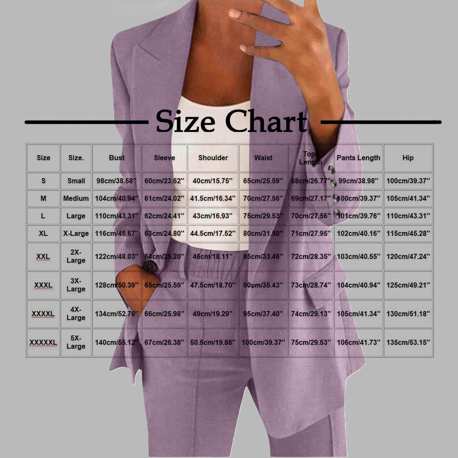 Generisch Traje de pantalón para mujer, elegante, de dos piezas, color liso, traje de ocio, chaqueta de traje y pantalones de traje, solapa, traje de oficina, pantalón blazer de 2 piezas, manga larga
