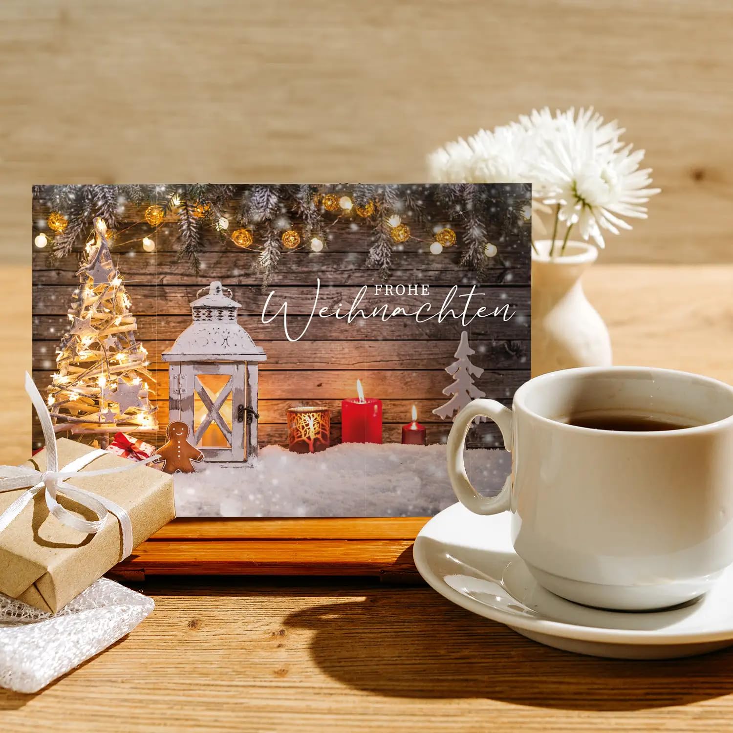 Lot de 30 cartes de Noël élégantes de qualité supérieure avec enveloppes - 12 x 18 cm - Cartes pliantes pour entreprises et entreprises - Carte de vœux pour Noël - Merry Christmas