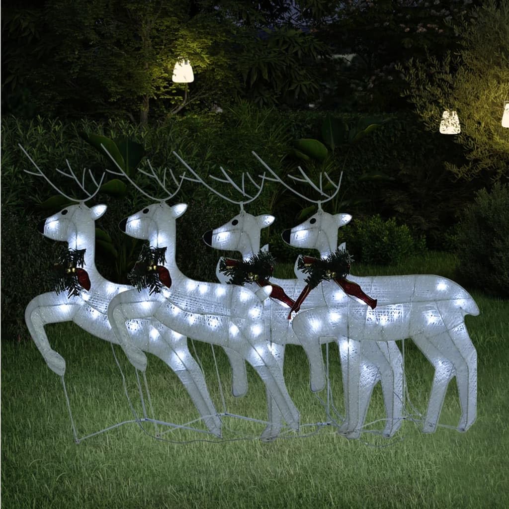vidaXL 4X LED Rentier Beleuchtet Weihnachtsbeleuchtung Weihnachtsdeko Weihnachten Dekofigur Weihnachtsdekoration Outdoor Weiß 80 LEDs
