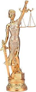 BRABUD Resin Lady Justice Statue Greek Roman Goddess of Justice 14.3''(H) Law Statue Office Bookshelf Study Decor -Blindfold, Beam Balance, and Sword TQGJBS410