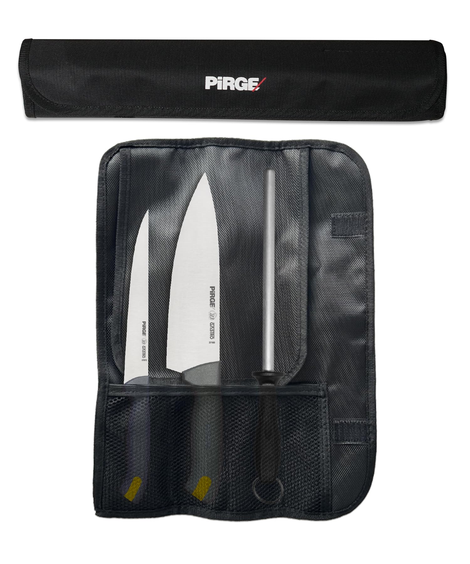 Pirge Gastro Set Coltelli 4 Pezzi con Borsa - Sistema Inserti Colorati HACCP - Acciaio Inox Pro - Set Chef Professionale Ultra-Affilato