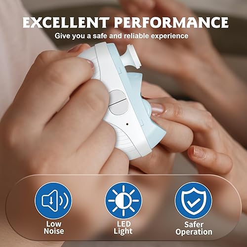 Miniatura 7 de Cortaúñas eléctrico, 2 en 1, recortador automático de uñas con pulido, 3 velocidades de potencia fuerte con luz, almacenamiento de clips, cortaúñas