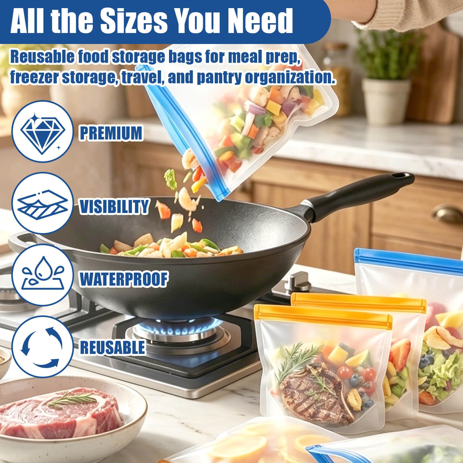 Reusable Silicone Freezer Bags (12-Pack) Gallery Image