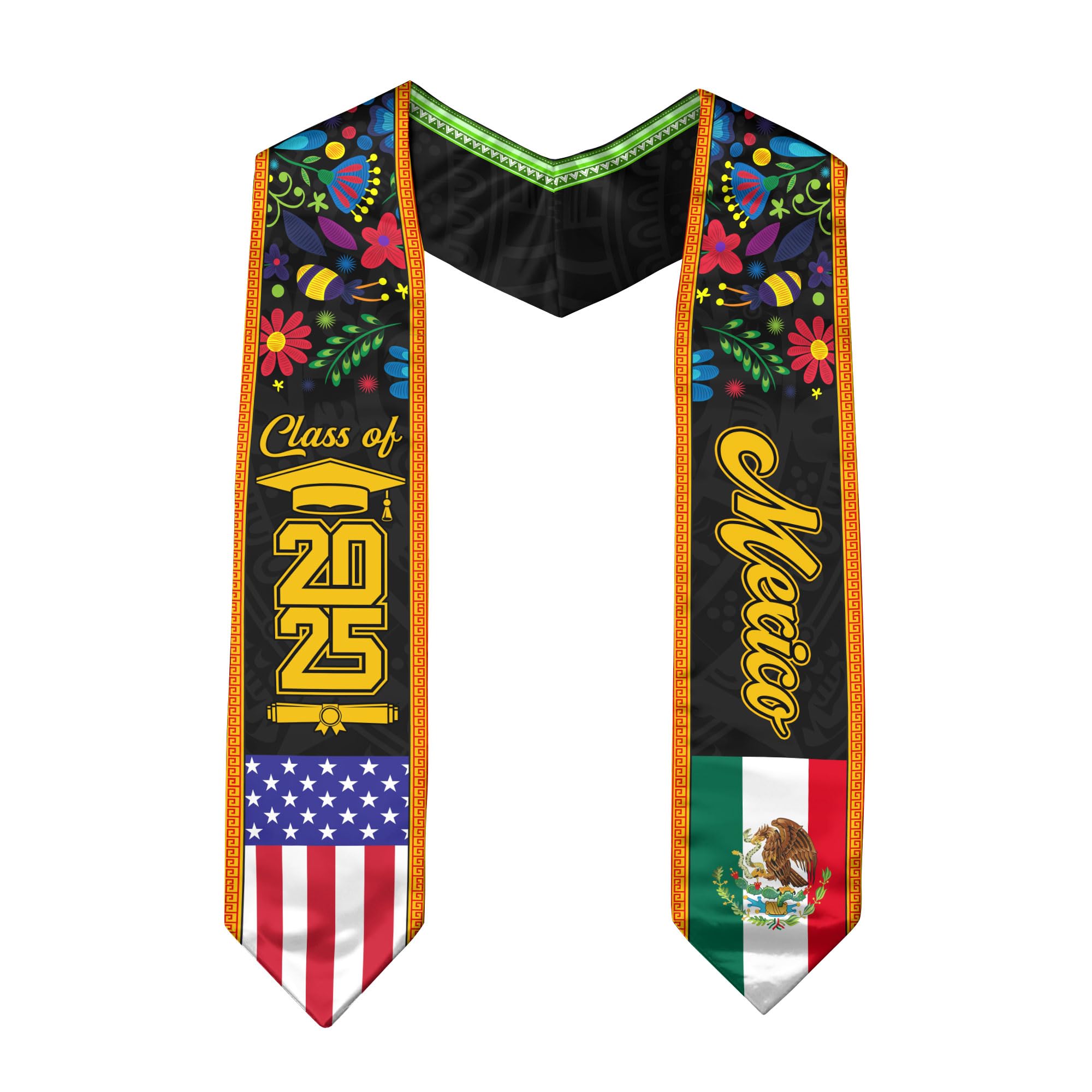 CHIARA CONTI11 Mexican Graduation Sash, Mexico Graduation Stole 2025,Mexican American Flag Graduation Sash