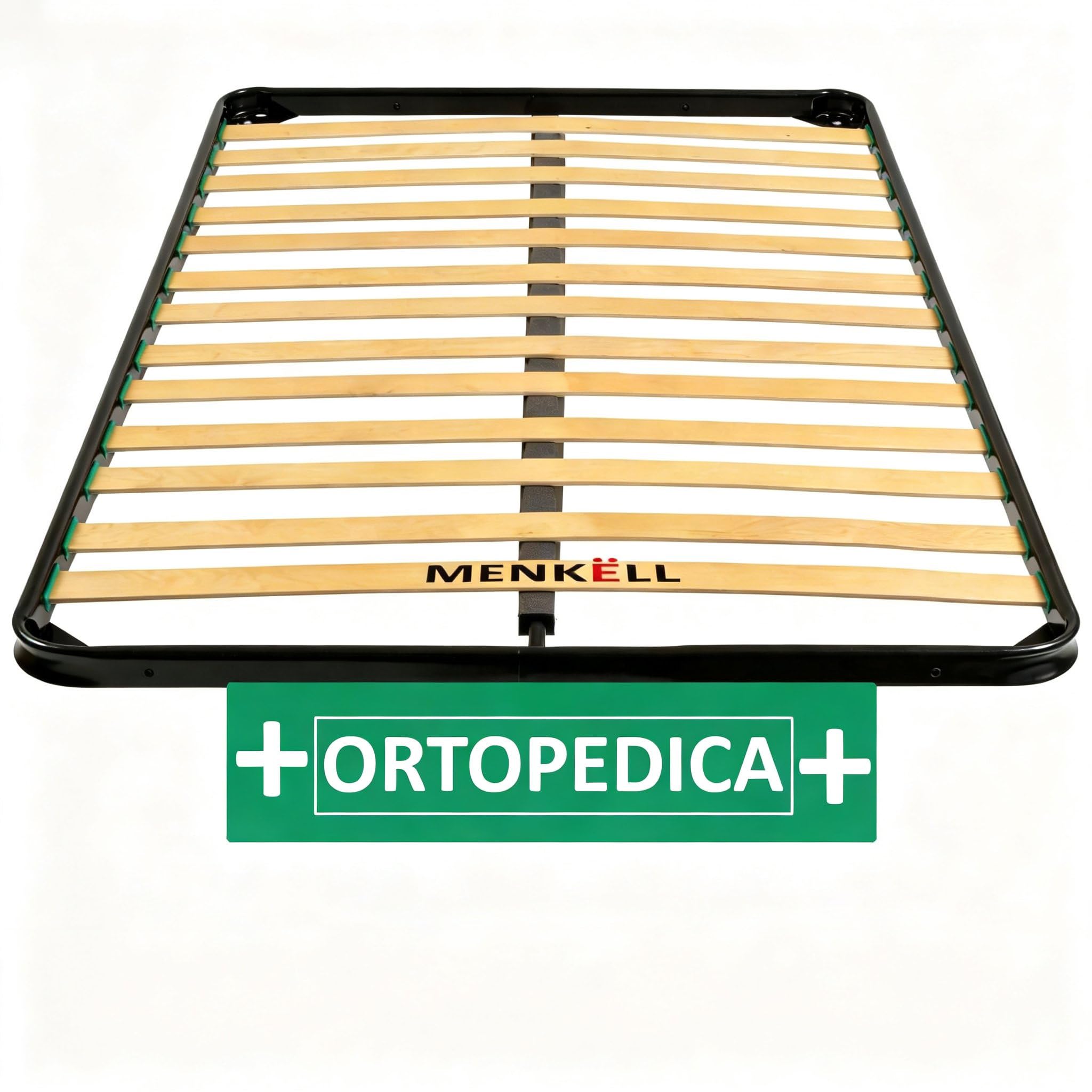 Rete Letto Ortopedica Da Appoggio Senza Piedi Rinforzata per letto da Incasso - Telaio in Ferro e Doghe in Legno - Per Tutti i Tipi di Materassi, Supporta Fino a 170kg (120cm 1 piazza e 1/2)