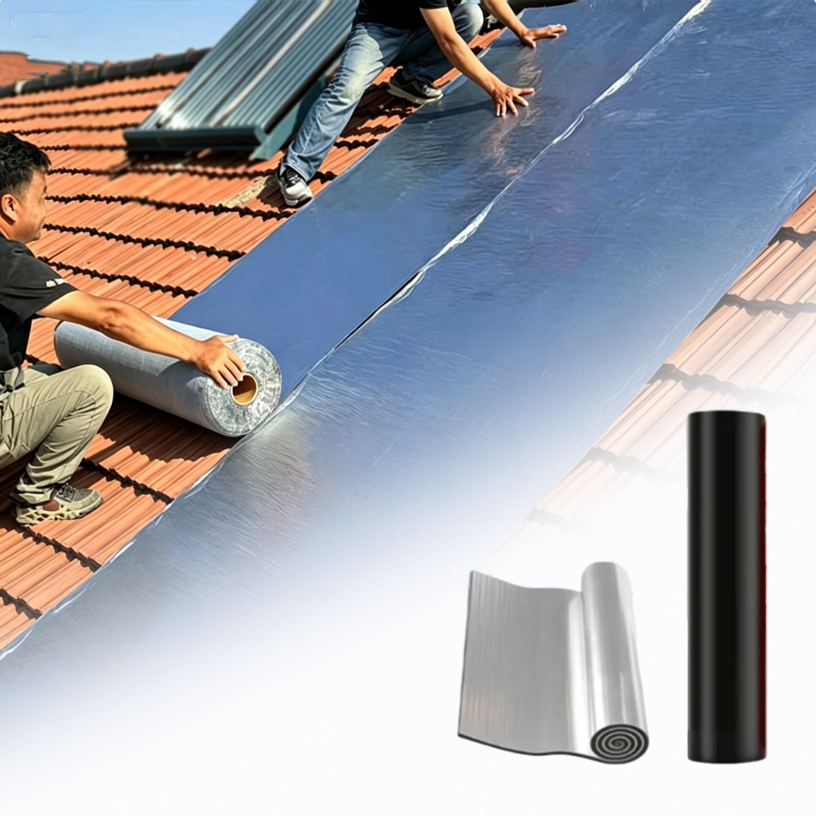 Cinta impermeable de caucho butílico, cinta selladora reforzada para techos, resistente a los rayos UV y a la temperatura, cinta autoadhesiva a prueba de fugas(W0.2MXL5M)