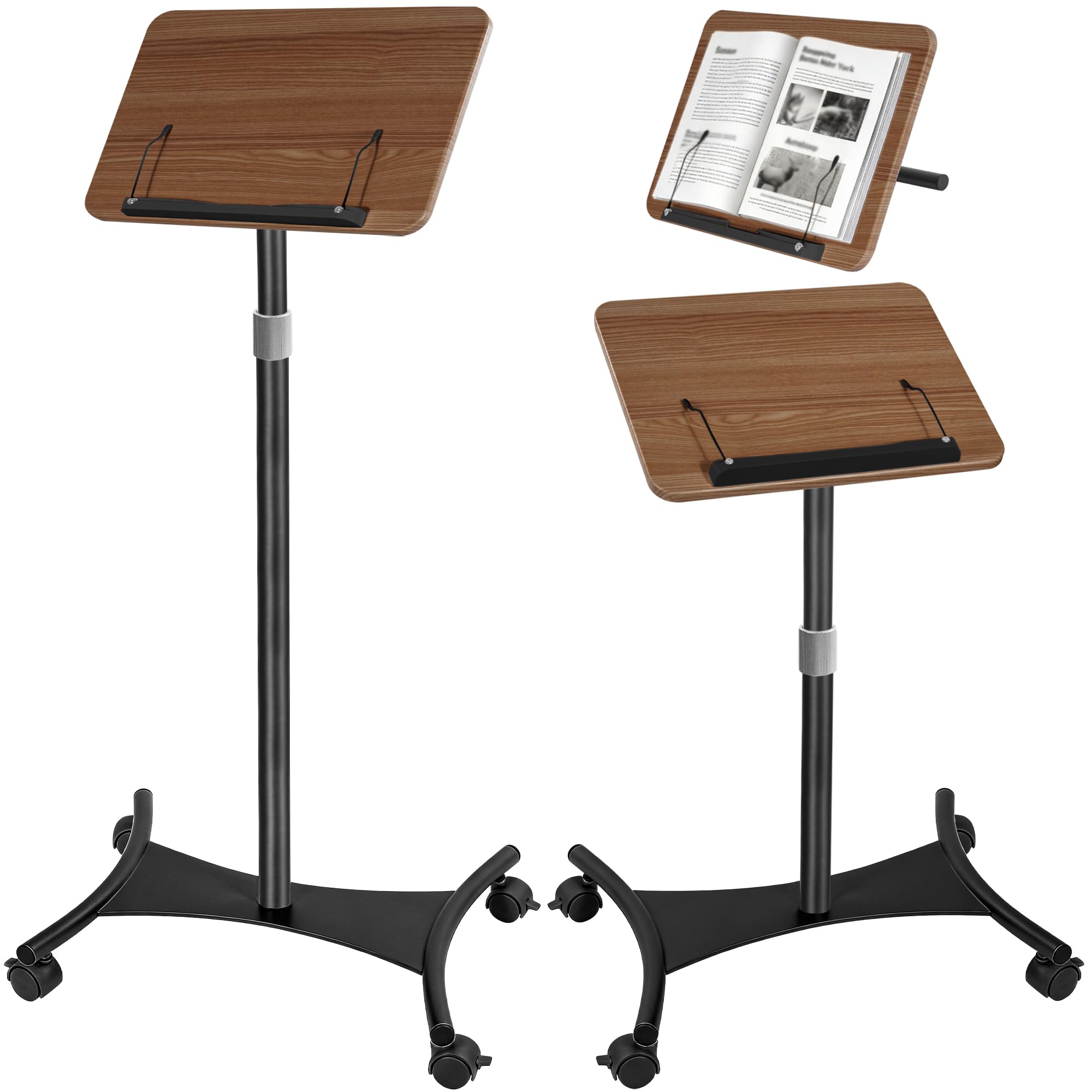 Support de Livre Réglable en Hauteur de 50 à 130CM pour Sol et Bureau, Support de Livre pour Lecture, Ordinateur Portable, Tablette, Recettes, Partitions (Noir)