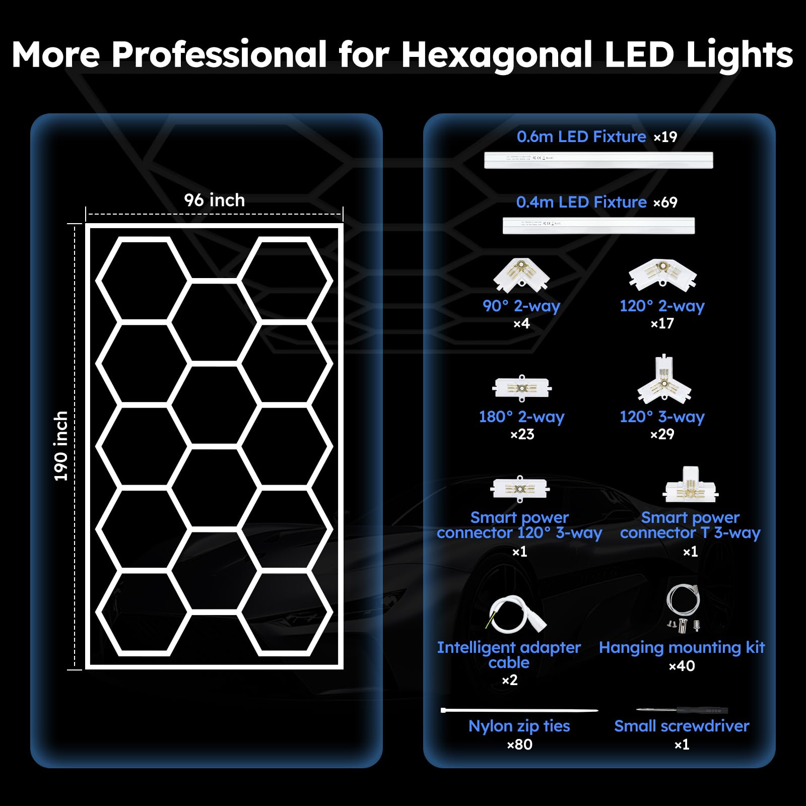 Hexagon LED Garage Light,6500K Hexagon 14pack