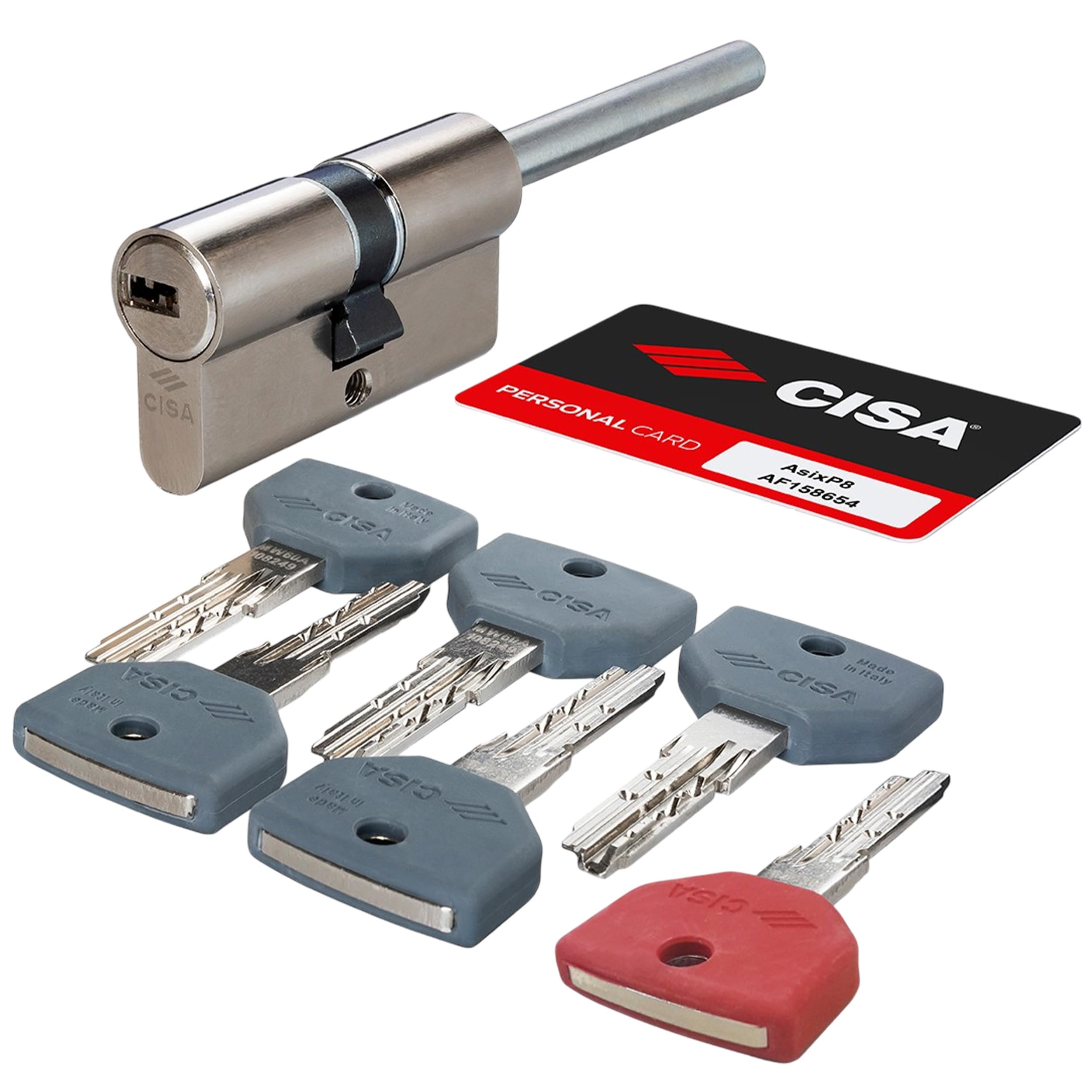 CISA - Cilindro Europeo CISA AsixP8 PRO 10Q31707012SD - Cilindro 30/30 con 5 Chiavi per Serratura Porta Blindata - Protezione Contro Tentativi di Effrazione