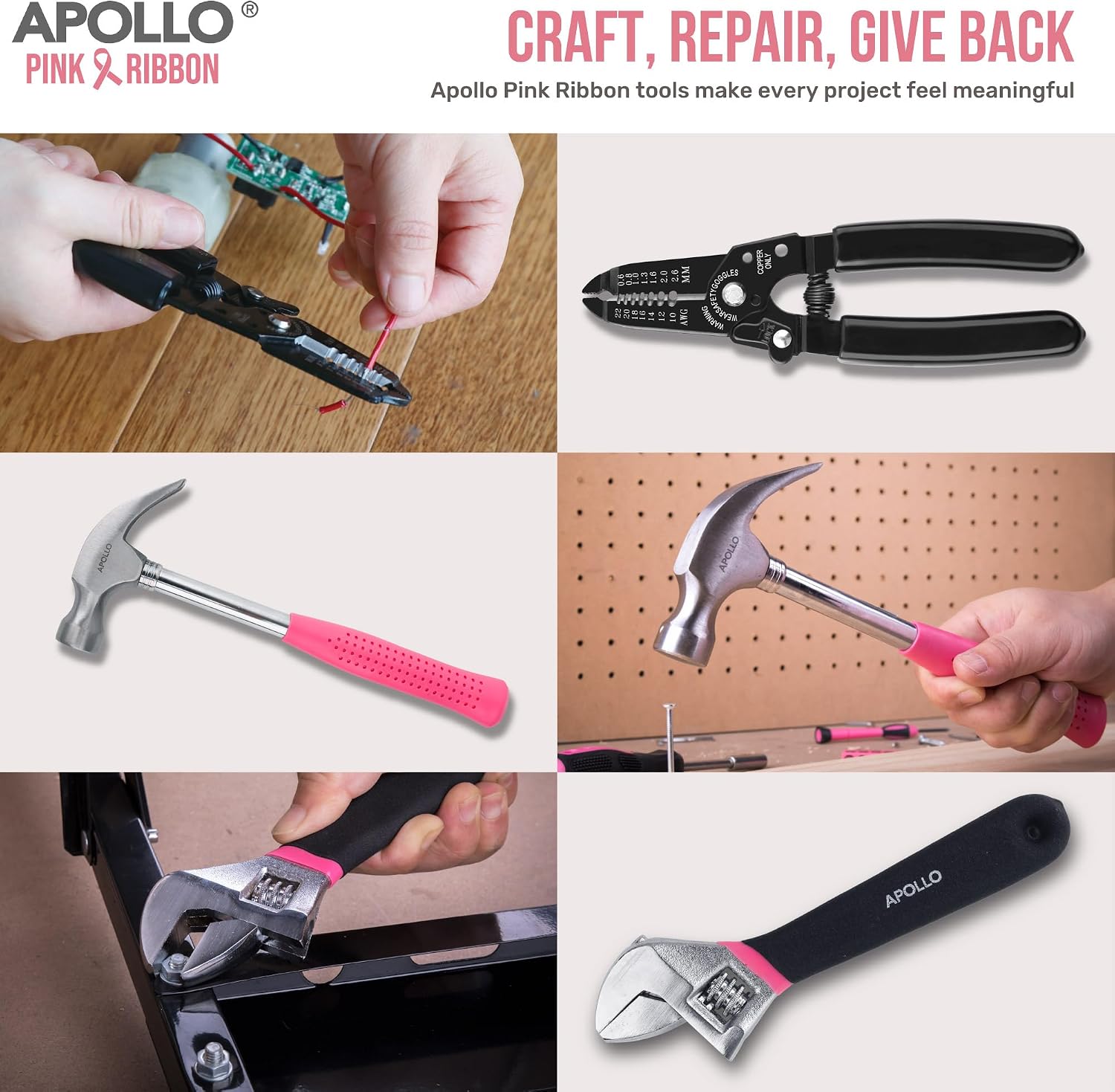 Apollo 170 Piece Pink Complete Household Tool Kit with Large Heavy Duty Tool Box by apollo precision tools