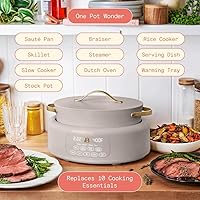 Vista 2 de Hermosa olla eléctrica 10 en 1 de Drew Barrymore, 6 cuartos de galón, pantalla digital, 10 funciones de cocción, olla antiadherente, fácil control