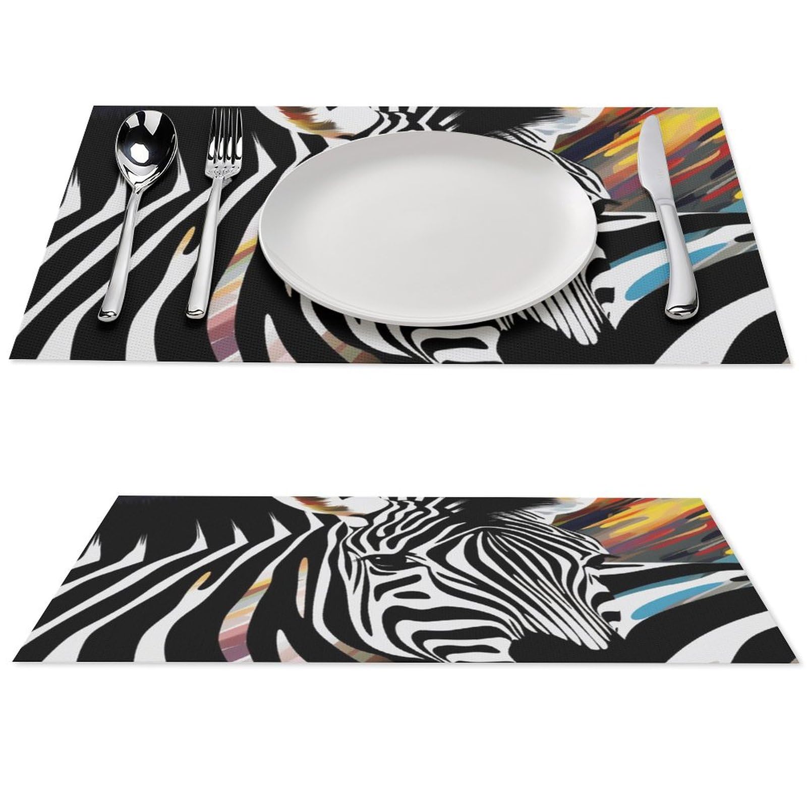 Set de table motif zèbre abstrait antidérapant contre taches et chaleur