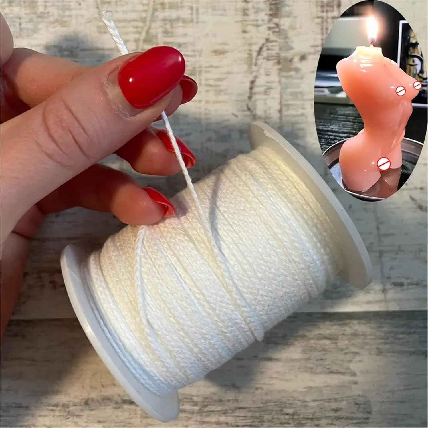 Cotton Wicks for Candle Making 6Roll White Candle Wick Cotton Candle Woven Wick Spool DIY Candle Making Material Smokeless Wax Pure Cotton Core 61 Meters/Roll