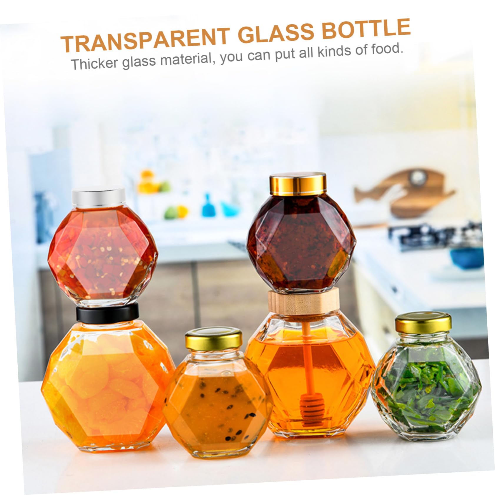 Ciieeo Sealing Honey Jars 2pcs Glass Honey Pot Lids Home Honey Storage Jar Easy to Clean Great for Kitchen