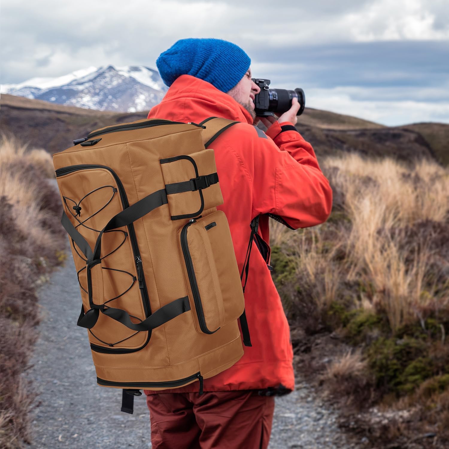 Lyweem Large Duffle Bag Backpack for Travel, 70L Heavy Duty Gym Duffel Bag with Shoes Compartment for Men & Women, Weekender Overnight Sports Backpack for Traveling - Image 7