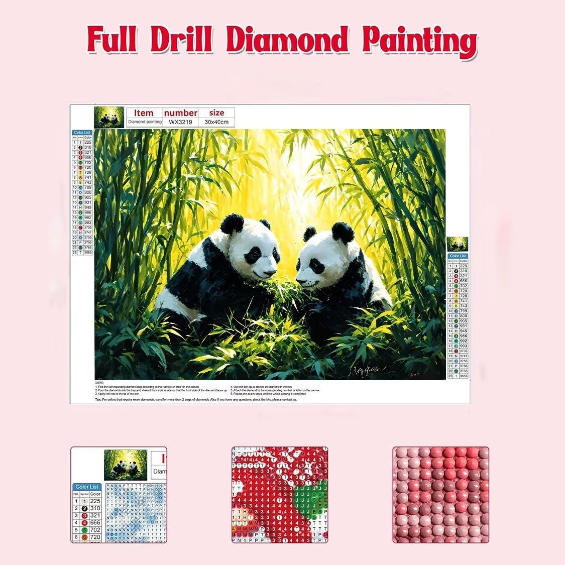 DIY Malarstwo diamentowe 5D, sztuka diamentowa, bambus, las, panda, zestawy dla dorosłych, sztuka ze strasu, haft, artykuły rzemieślnicze, dla dzieci i dorosłych, idealna dekoracja ścienna do domu,