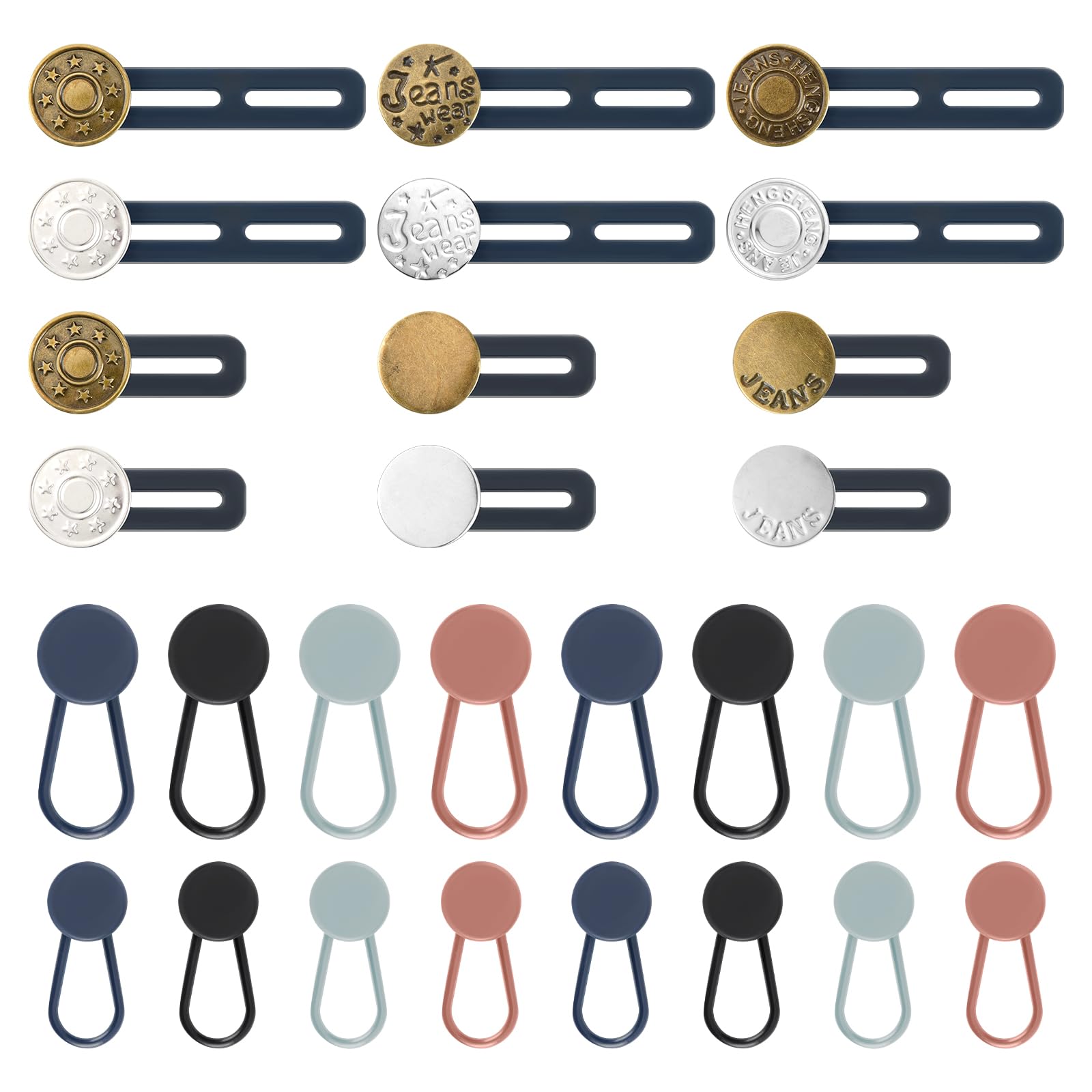 28Pcs Button Extender for Trousers Adjustable Waist Extender for Men & Woman Elastic Waistband Extender