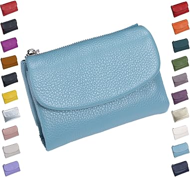 Unisex Pebble Leather Wallet,Small Wallets for Women,Genuine Leather Coin Purse,with Credit Card Holder,Coin Holder and Cash Slots,Genuine Leather Wallets for Men and Women Blue-2