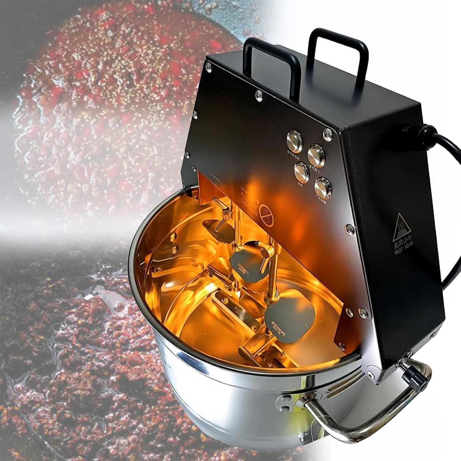 Agitador eléctrico de alimentos con doble paleta de agitación y ventilador de iluminación, mezcla uniforme de 360° para mermelada, salsa, ketchup, 10 L