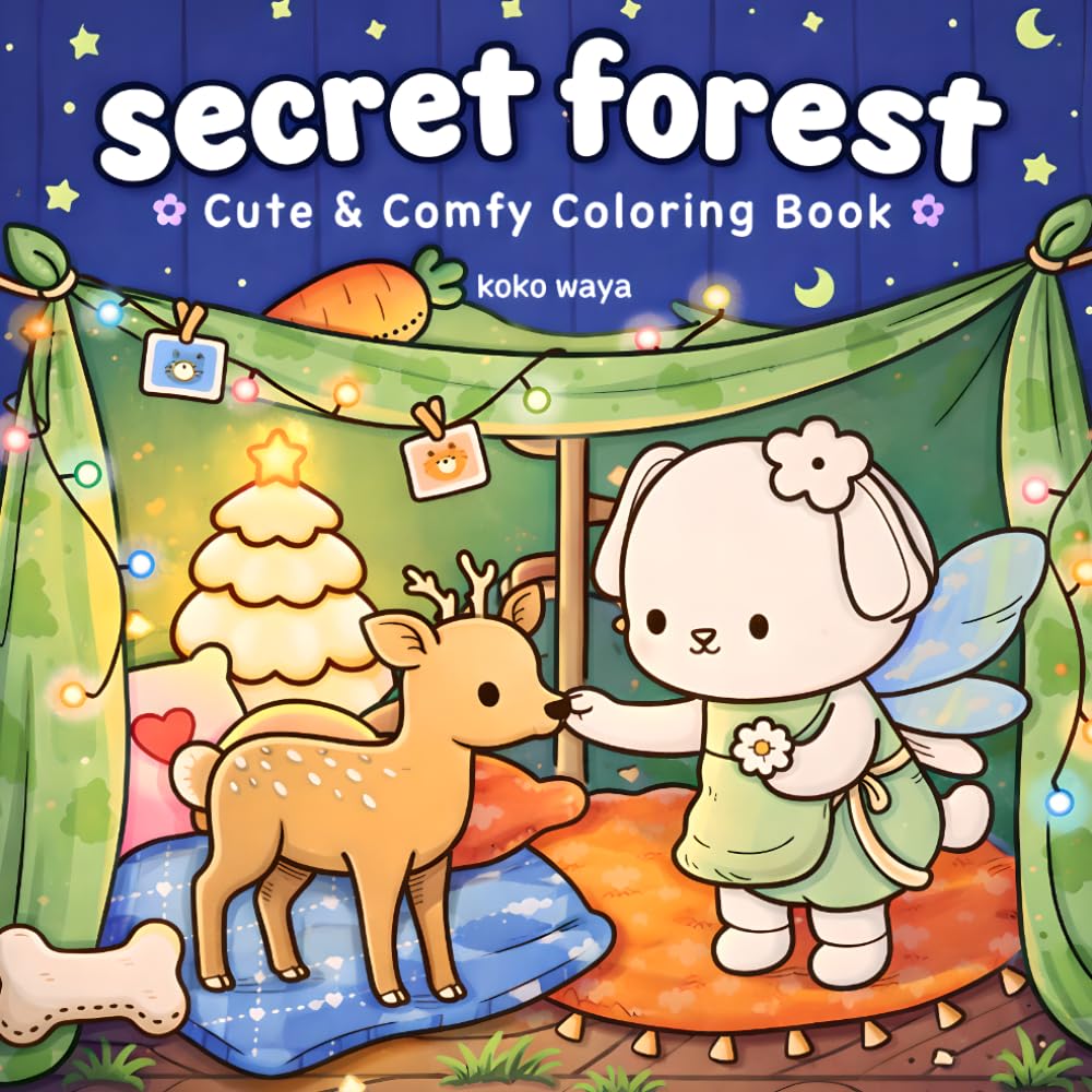 Secret Forest Coloring Book: Magical woodland escape for stress relief creativity and cozy relaxing moments with charming creatures and hidden scenes