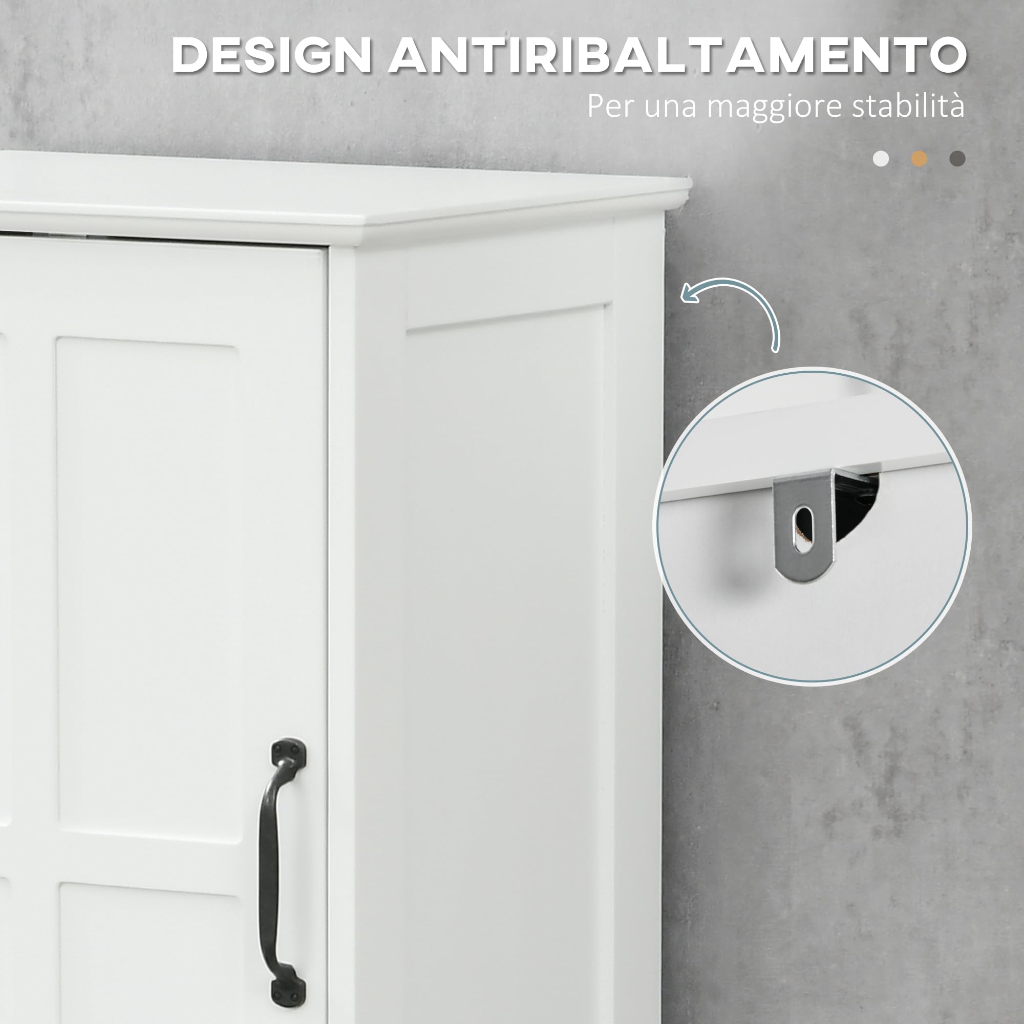 kleankin Mobile Bagno Alto Slim con 2 Armadietti a Ante 40x30x164cm Bianco