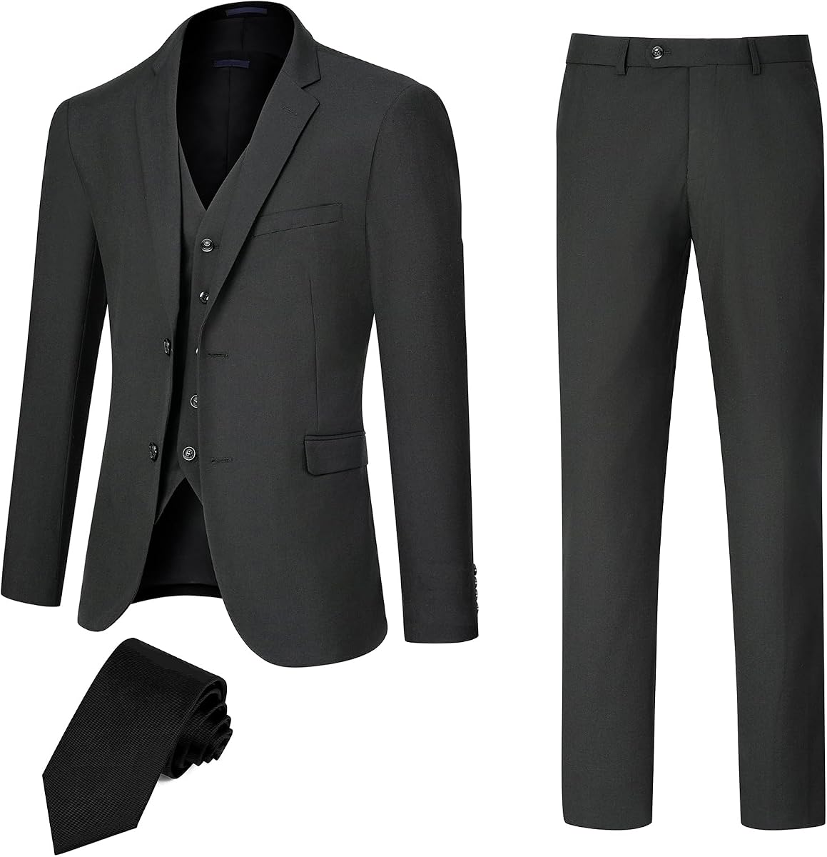 Mens Slim Fit 3 PCS Suit Wedding Graduation Business 2 Button Notch Lapel Jacket Vest Pants Gift for Men Son