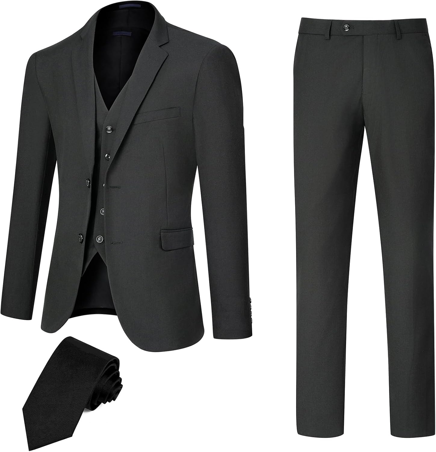 Mens Slim Fit 3 PCS Suit Wedding Graduation Business 2 Button Notch Lapel Jacket Vest Pants Gift for Men Son