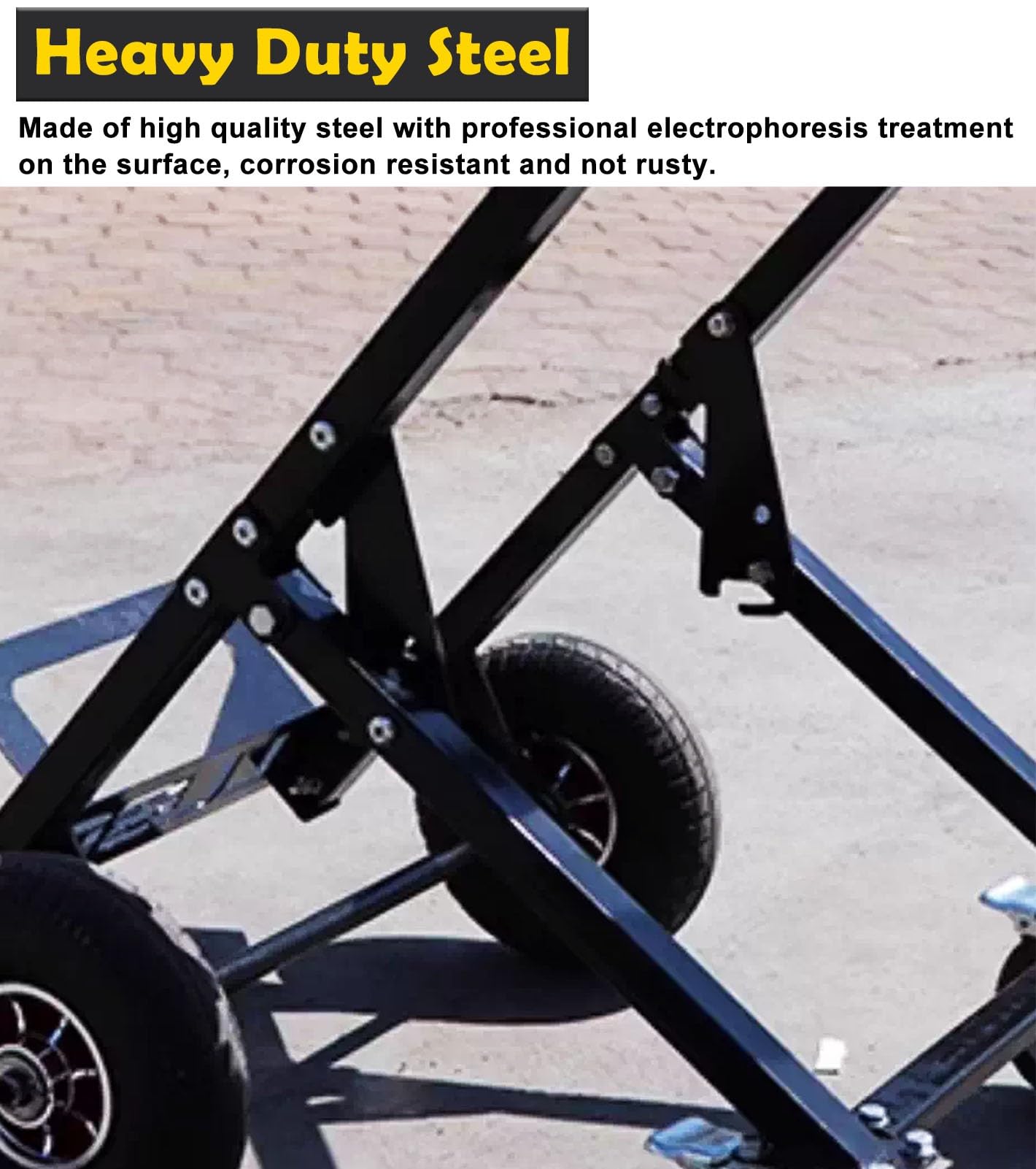 Carrello pieghevole per motore fuoribordo con ruote in gomma, supporto resistente per motori di piccole e medie imbarcazioni