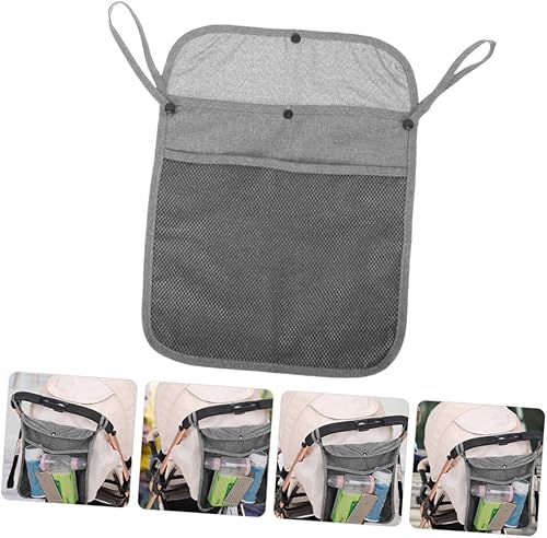 Miniatura 9 de BESPORTBLE 2pcs Stroller Hanging Storage Bags Linen Mesh Organizer with Heavy Duty Handles for Side Stroller Pouch Portable Essentials Holder for