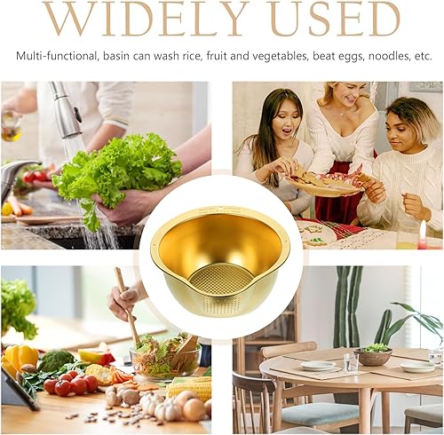 Miniatura 6 de Kichvoe Soporte para certificado de tubo de cesta de verduras de acero inoxidable engrosado Cuenca de acero inoxidable grande de acero inoxidable