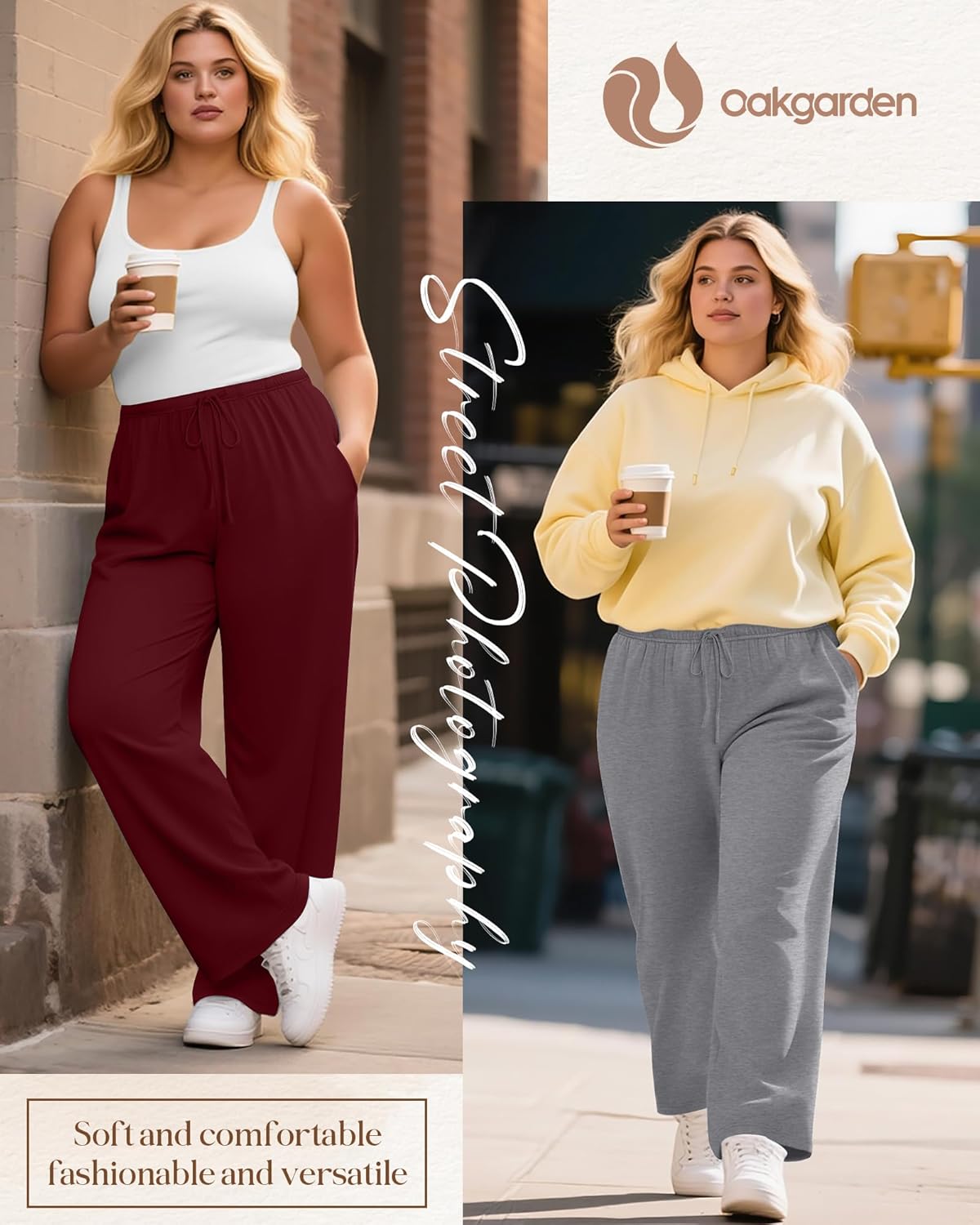 4 Pack Women's Plus Size Lounge Pants with Pockets, Wide Leg Yoga Loose Drawstring Pants Casual Sweatpants Jogger - Image 3