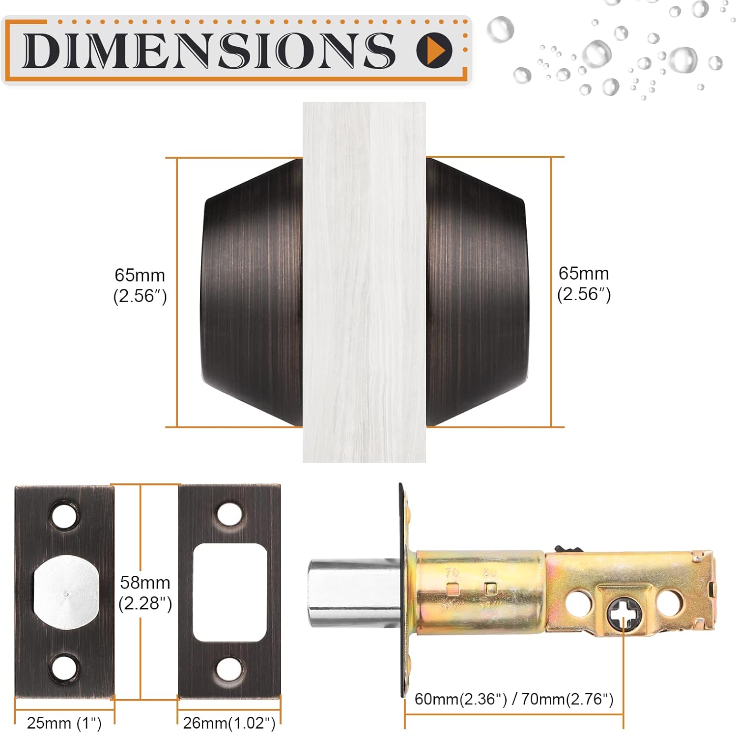 Probrico Oil Rubbed Bronze Round Double Cylinder Deadbolt Lock, Keyed Both Side Door Lock, Keyed Alike Combo 2 Pack