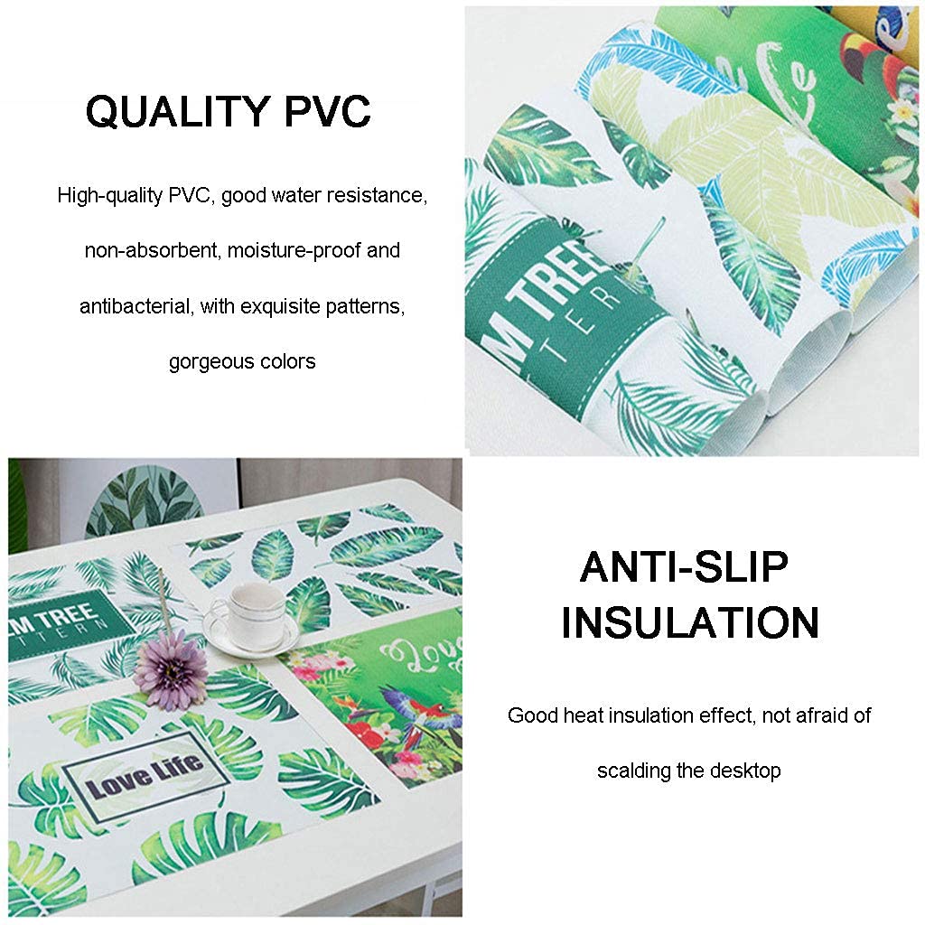 Decorazioni per la tavola, tovagliette, Set di 4 tovagliette da Cucina/Pranzo, Antiscivolo, Lavabili e Resistenti al Calore in PVC per la casa