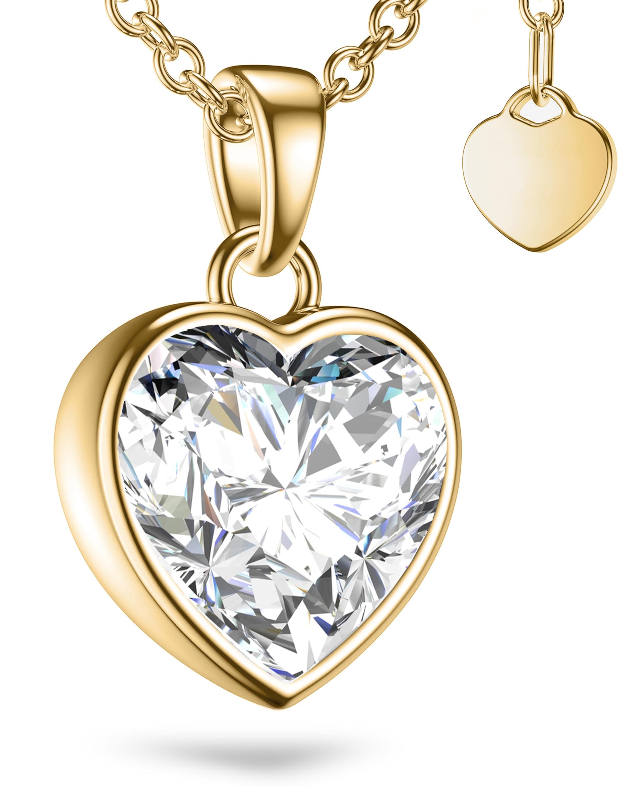 Amoonìc Herzkette Silber 925 / Gold vergoldet I Halskette Damen verstellbar 45-50cm mit Herzanhänger | Kette Damen mit Herz I Echt Silberkette mit Stein Frauen Schmuck Geschenk für Sie Mama Freundin
